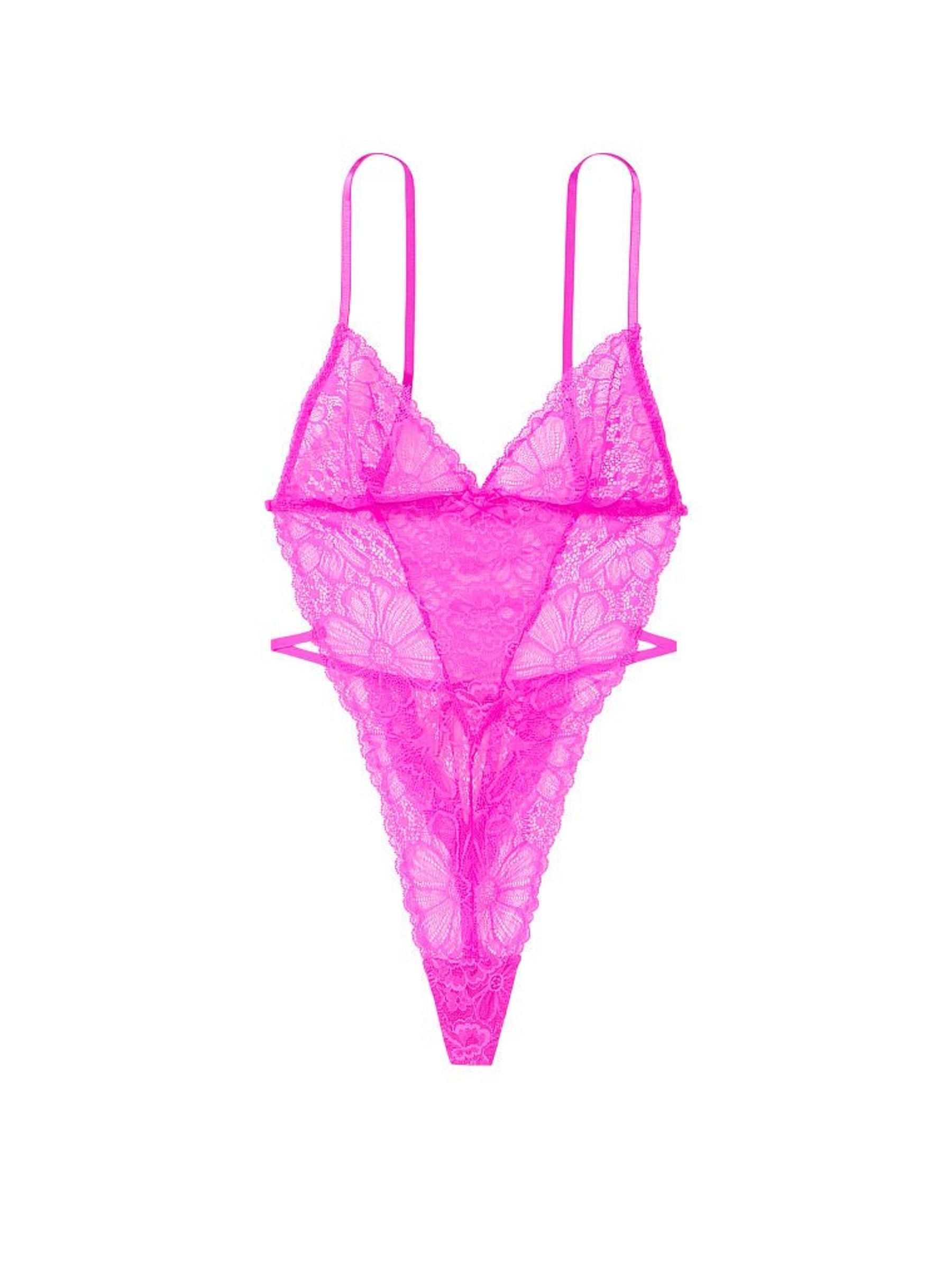 Pink Berry Unlined Lace High Leg Bodysuit - Image 3 of 3