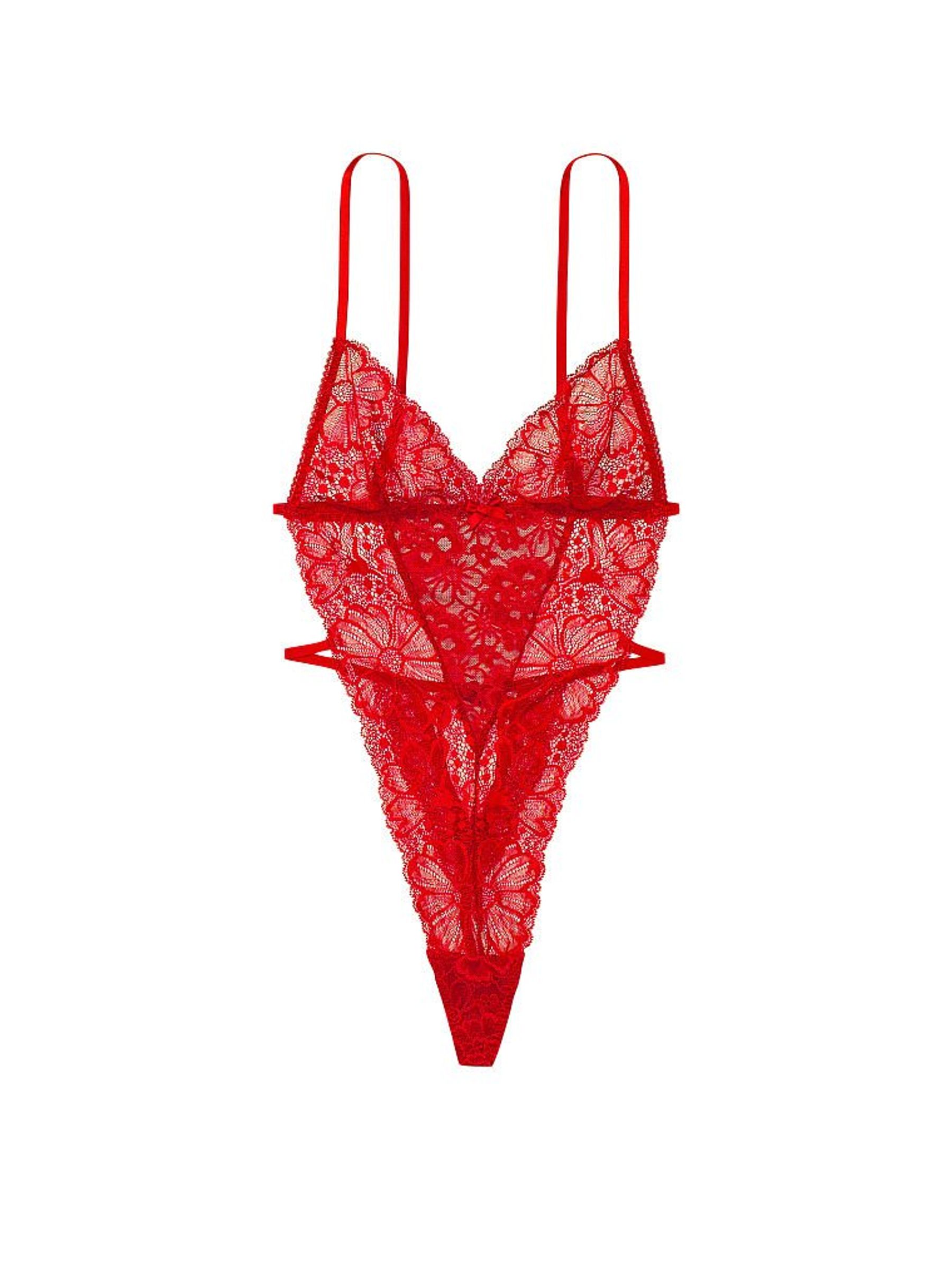 Lipstick Unlined Lace High Leg Bodysuit - Image 3 of 3