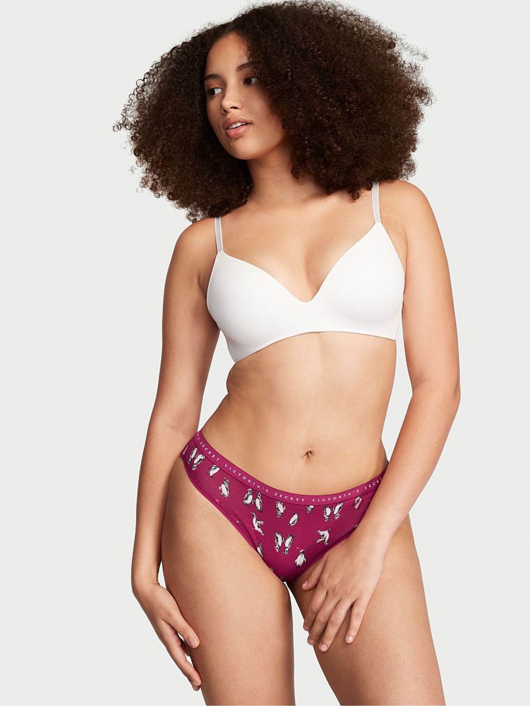 Purple Festive Penguins Stretch Cotton Bikini Panty - Image 1 of 3
