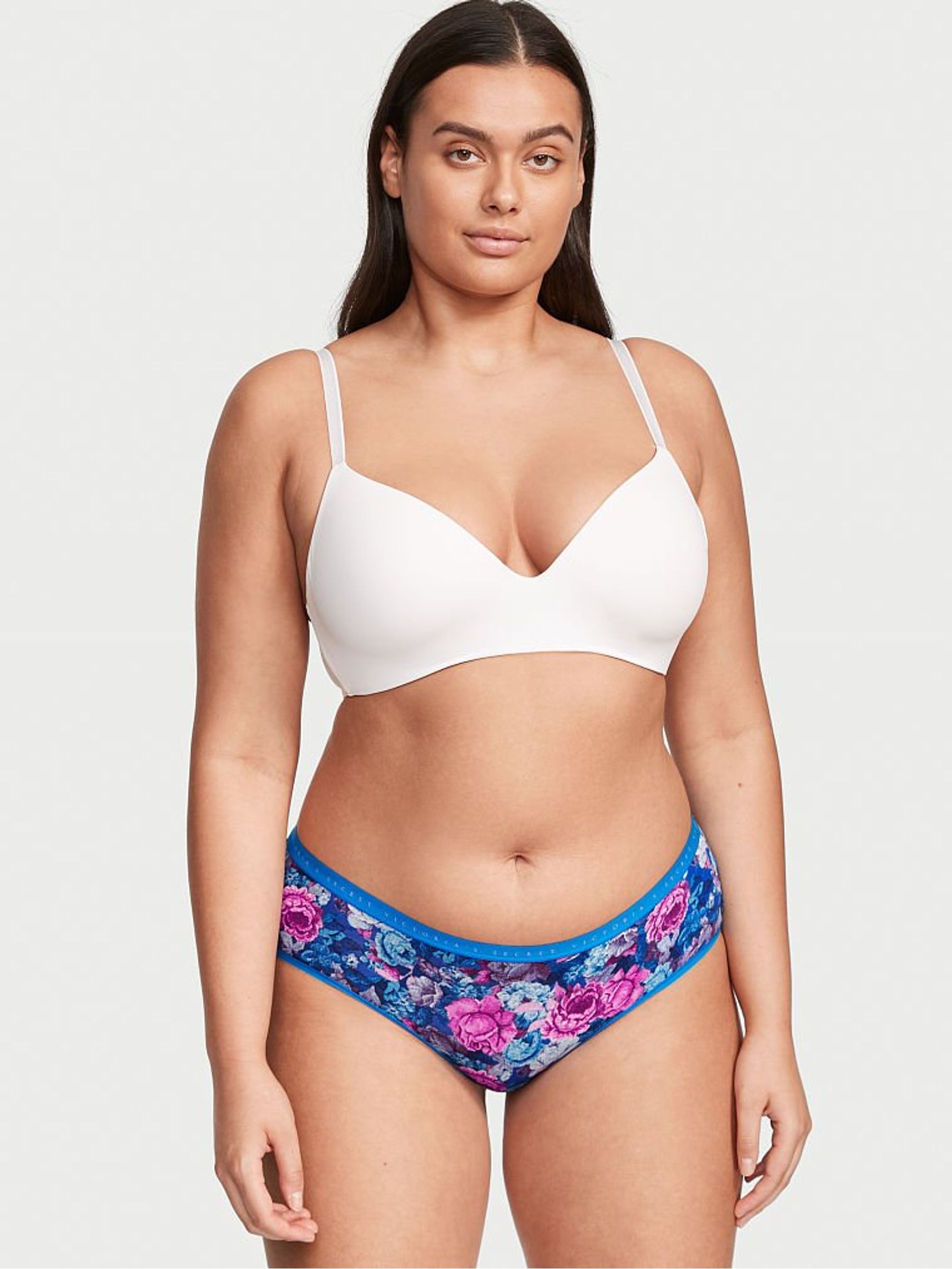 Blue Floral Stretch Cotton Hipster Knickers - Image 1 of 3