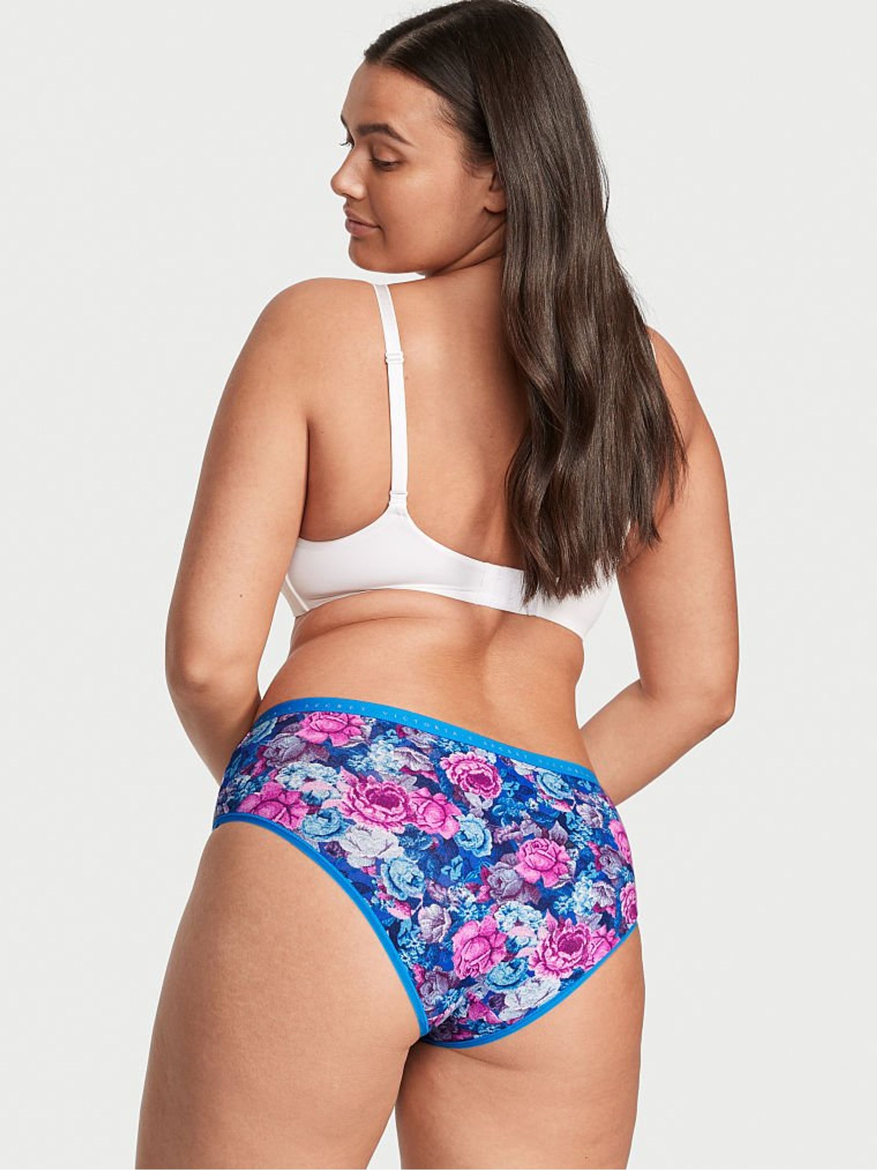 Blue Floral Stretch Cotton Hipster Knickers - Image 2 of 3