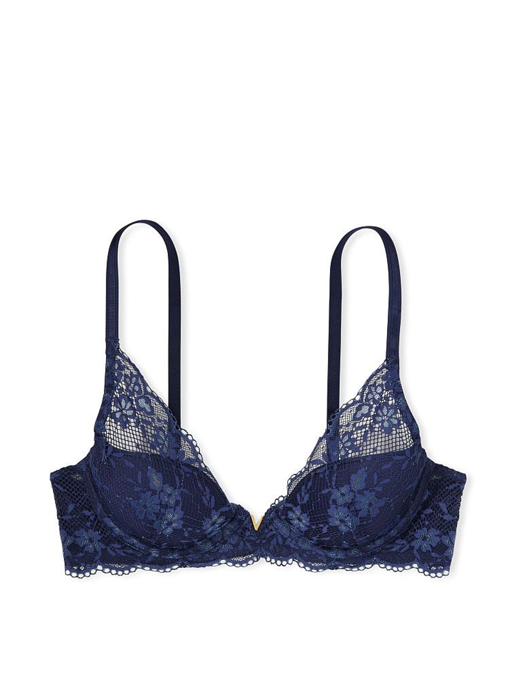 Ensign Blue Lace Half Pad Plunge Bra - Image 3 of 3