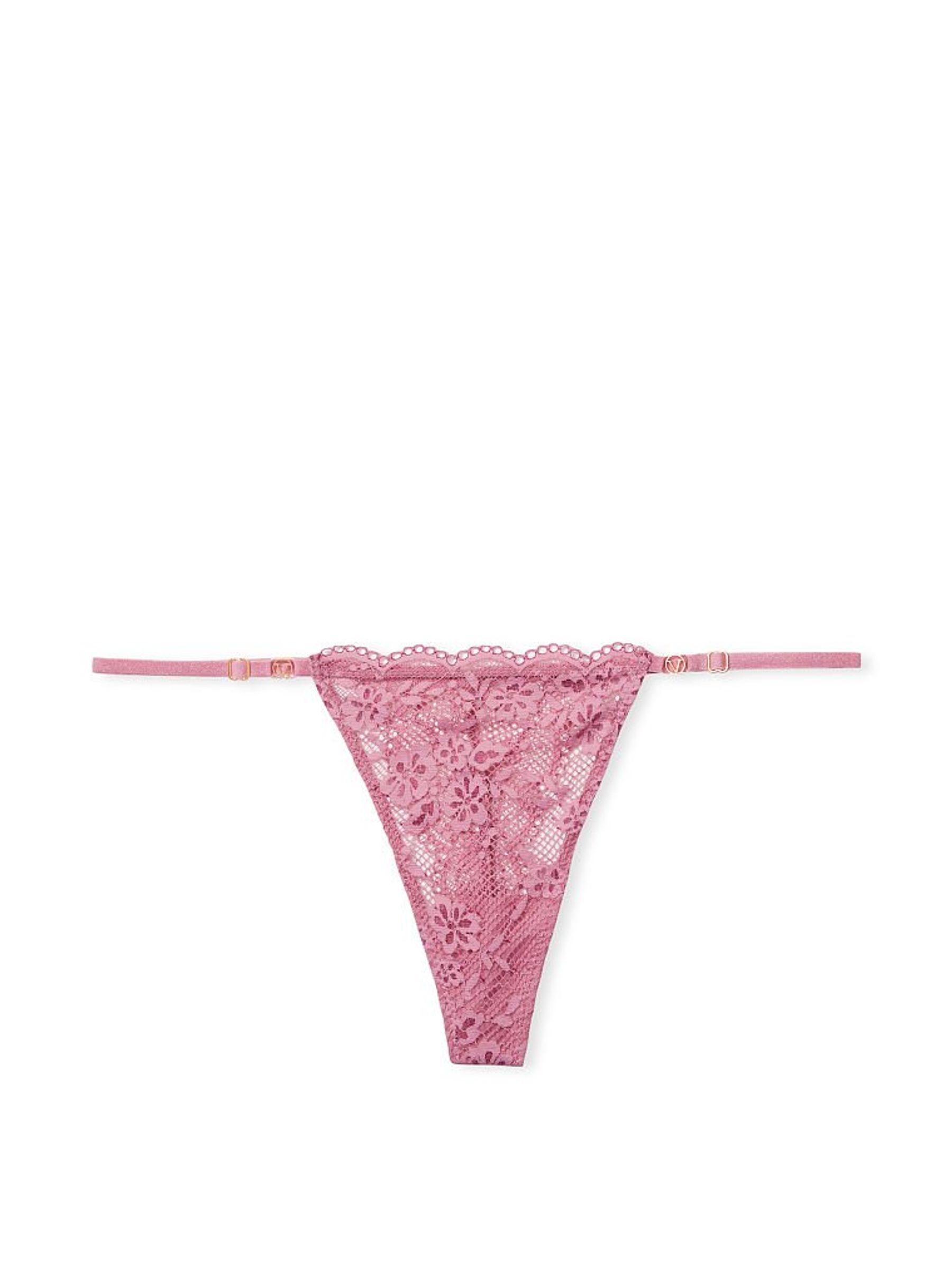 Dusk Mauve Purple Lace Adjustable String Thong Knickers in Lace - Image 3 of 3