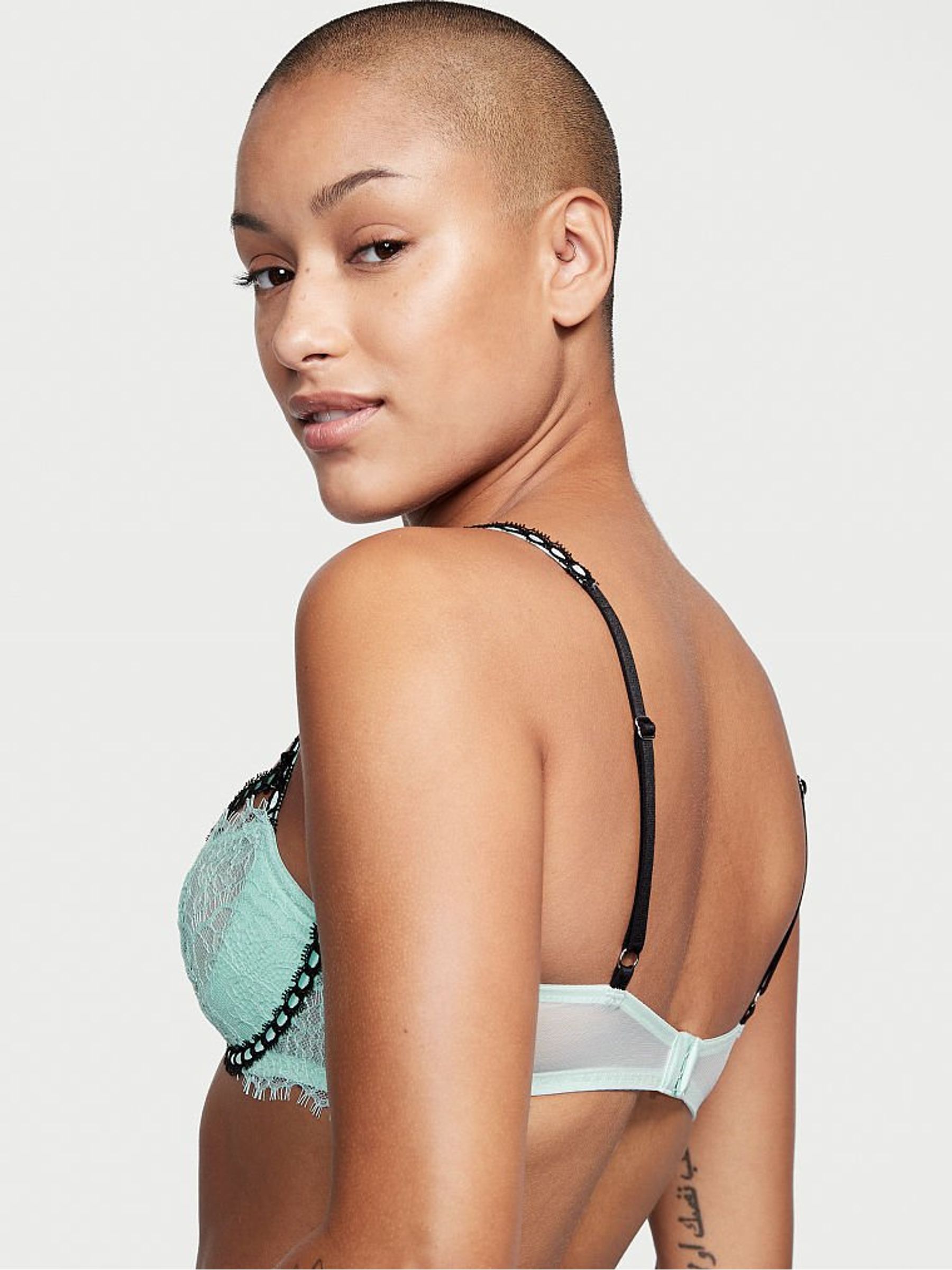 Opal Blue And Black Unlined Balcony Lace Unlined Balcony Bra - Image 2 of 3