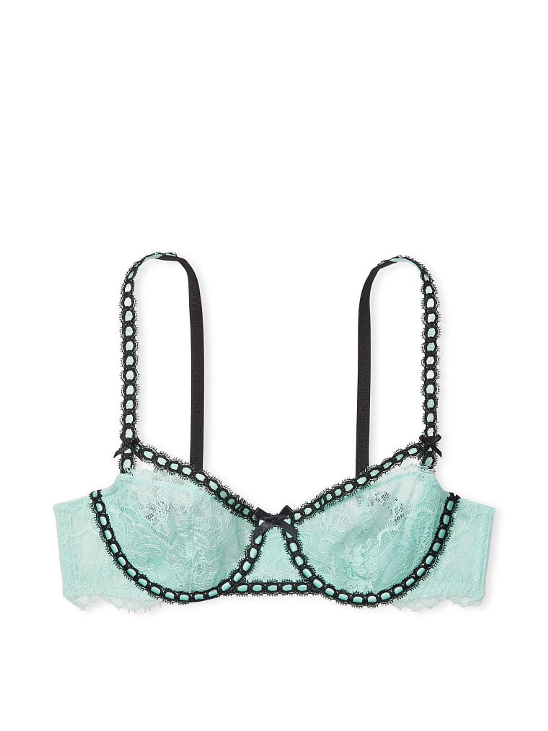 Opal Blue And Black Unlined Balcony Lace Unlined Balcony Bra - Image 3 of 3