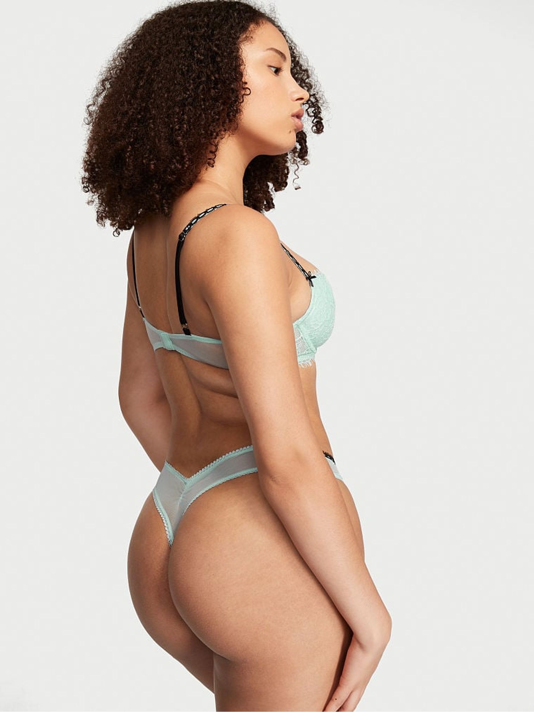 Opal Blue Thong Lace Knickers - Image 2 of 4