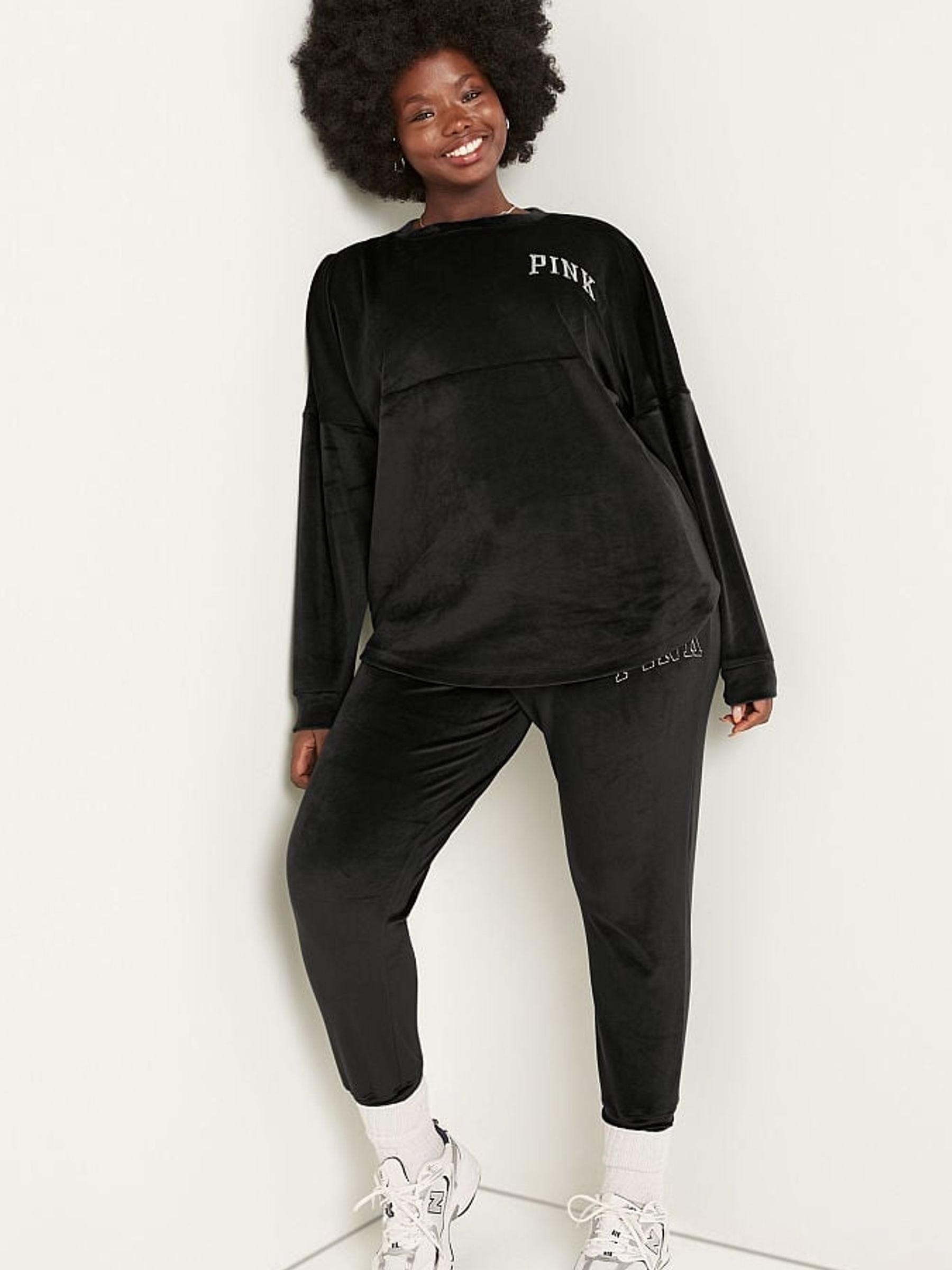 Pure Black Velour Long Sleeve Sweatshirt - Image 3 of 5