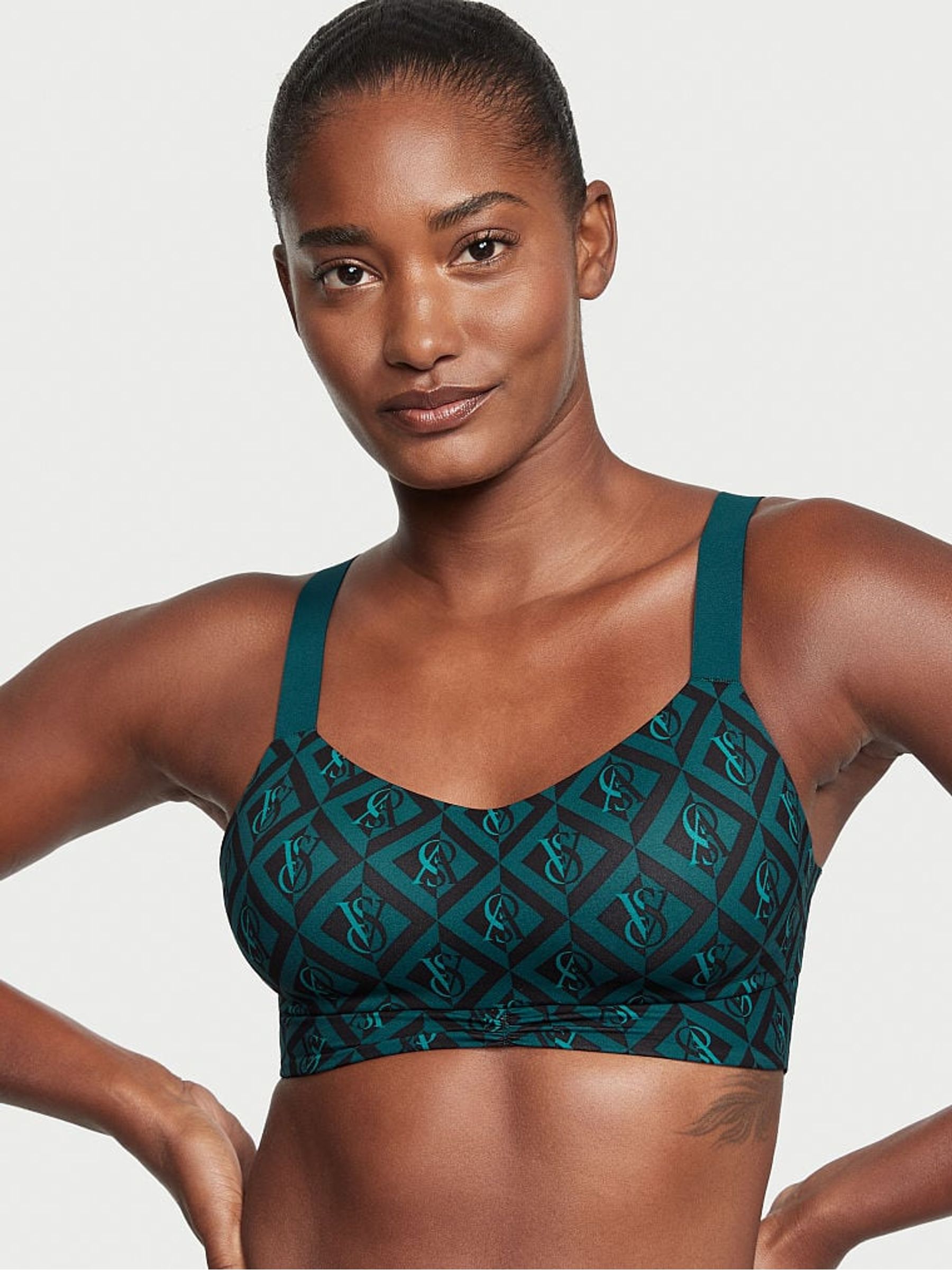 Deepest Green Love Cloud Ruched Sports Bra - Image 1 of 4