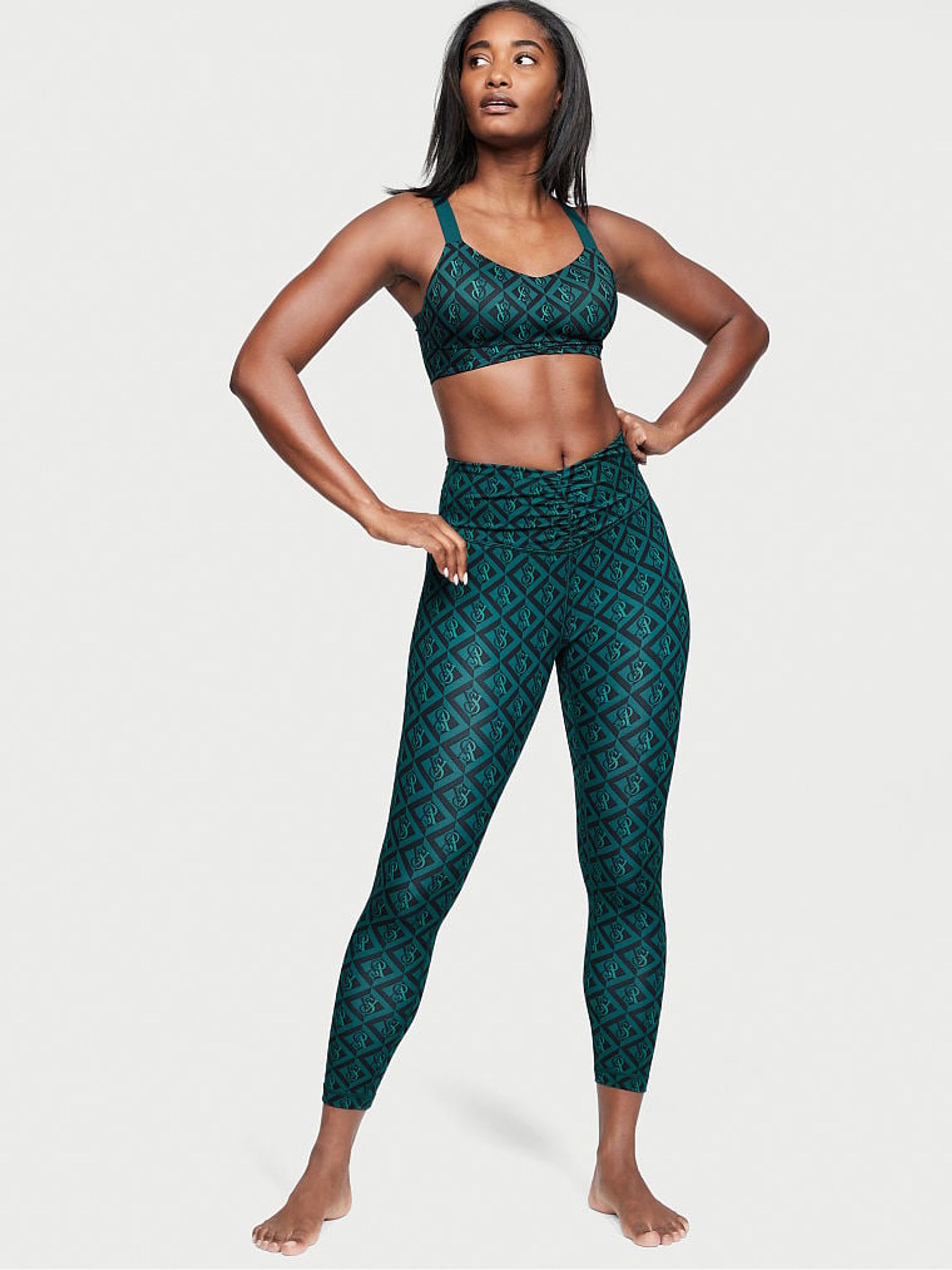 Deepest Green Love Cloud Ruched Sports Bra - Image 3 of 4