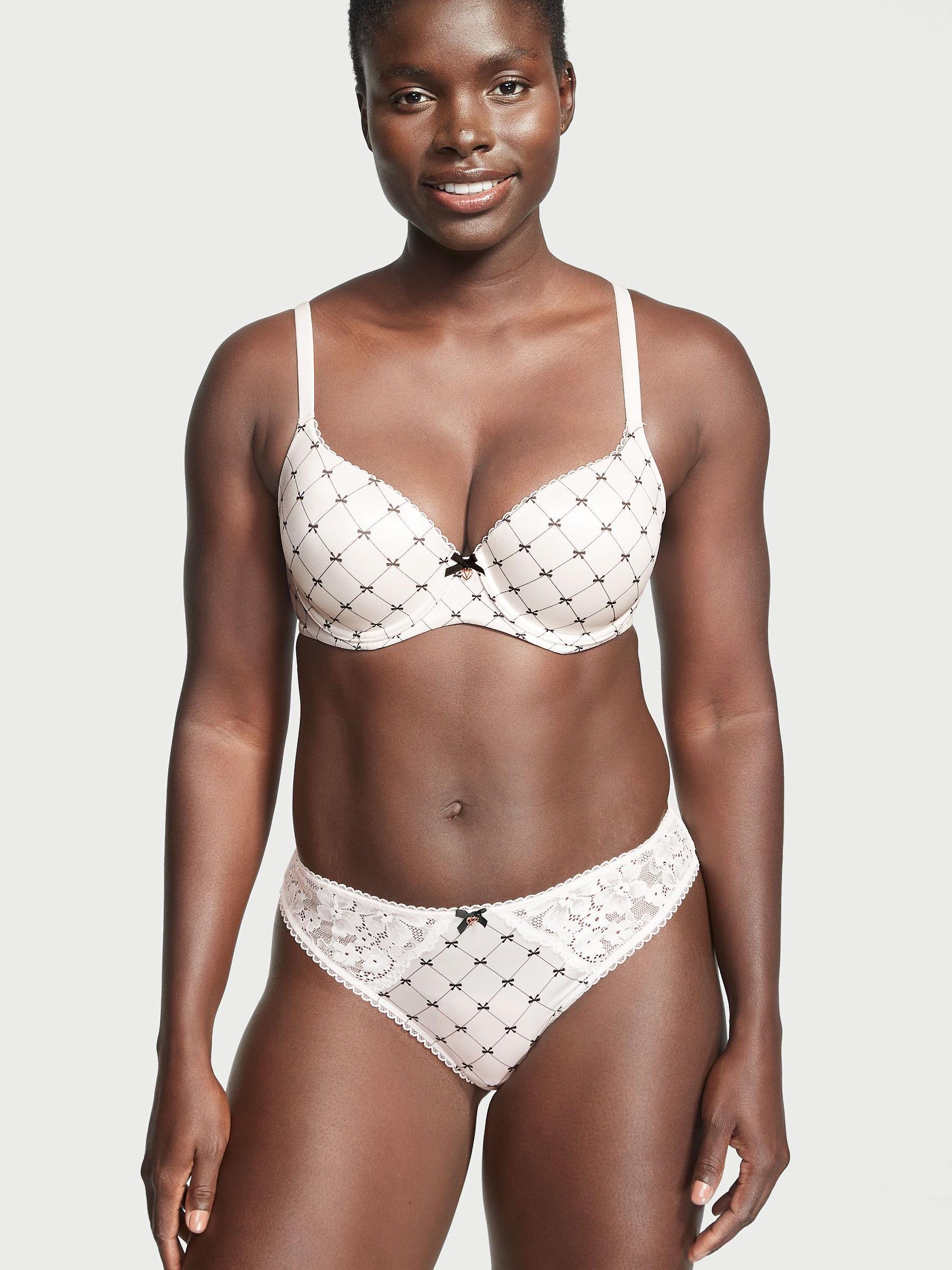 White Bow Print Thong Knickers - Image 1 of 4