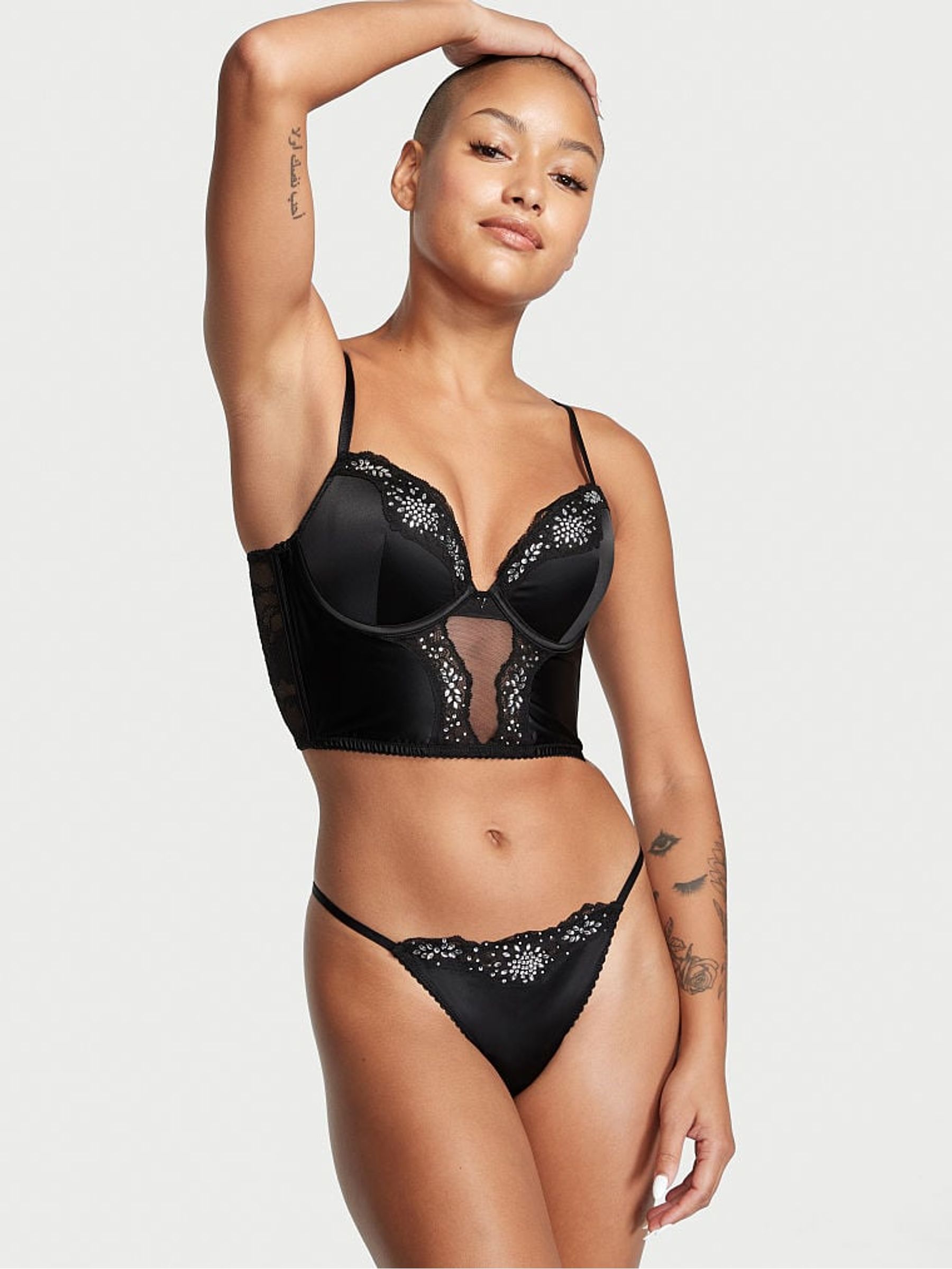 Black Push Up Corset Bra Top - Image 3 of 4
