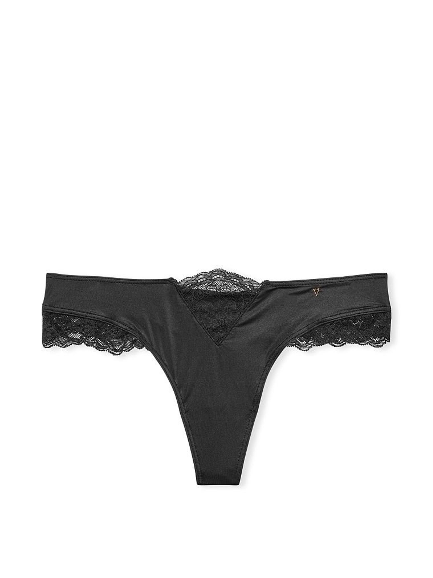 Black Lace Thong Knickers - Image 3 of 3