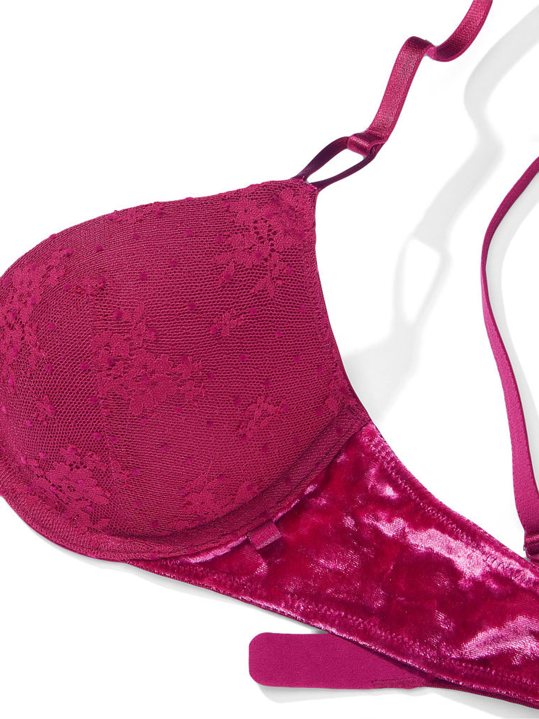Claret Red Lace Push Up Bra - Image 4 of 4