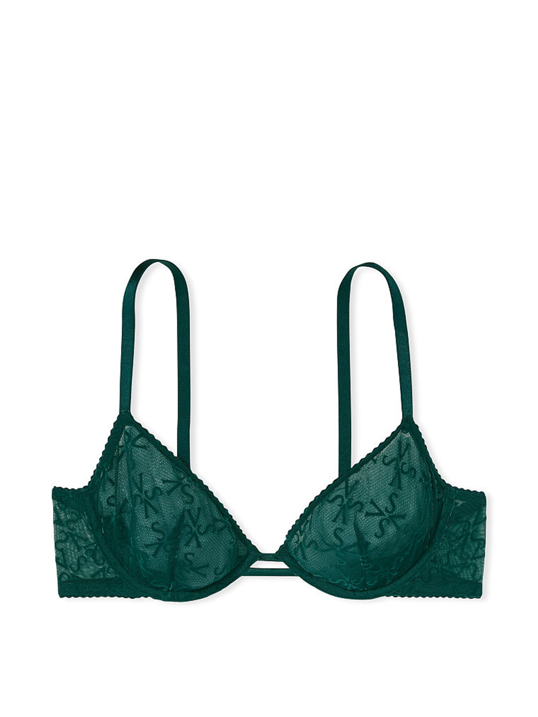 Black Ivy Green Mesh Unlined Logo Demi Bra - Image 4 of 4