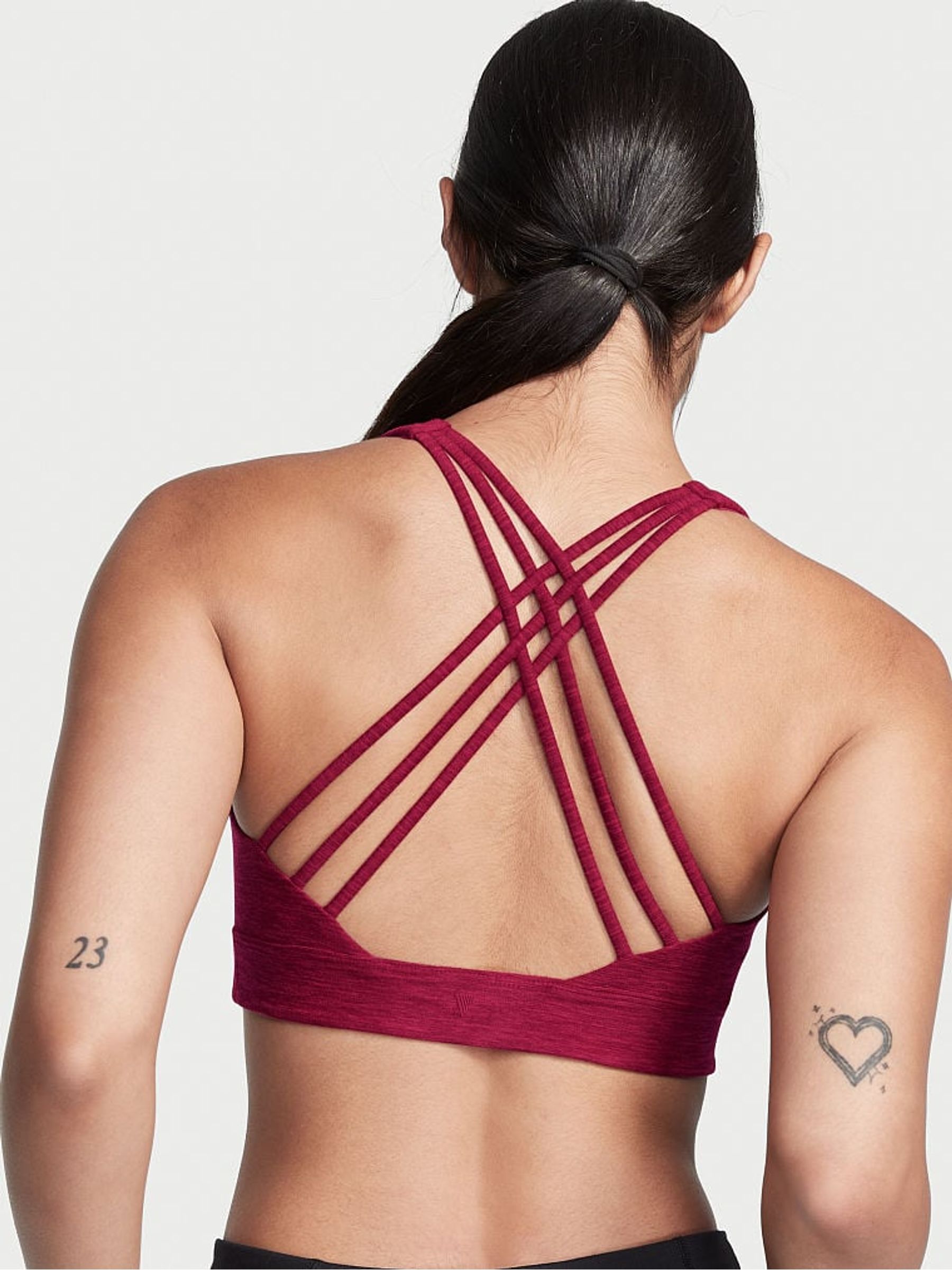 Claret Red Strappy Low Impact Sports Bra - Image 2 of 4