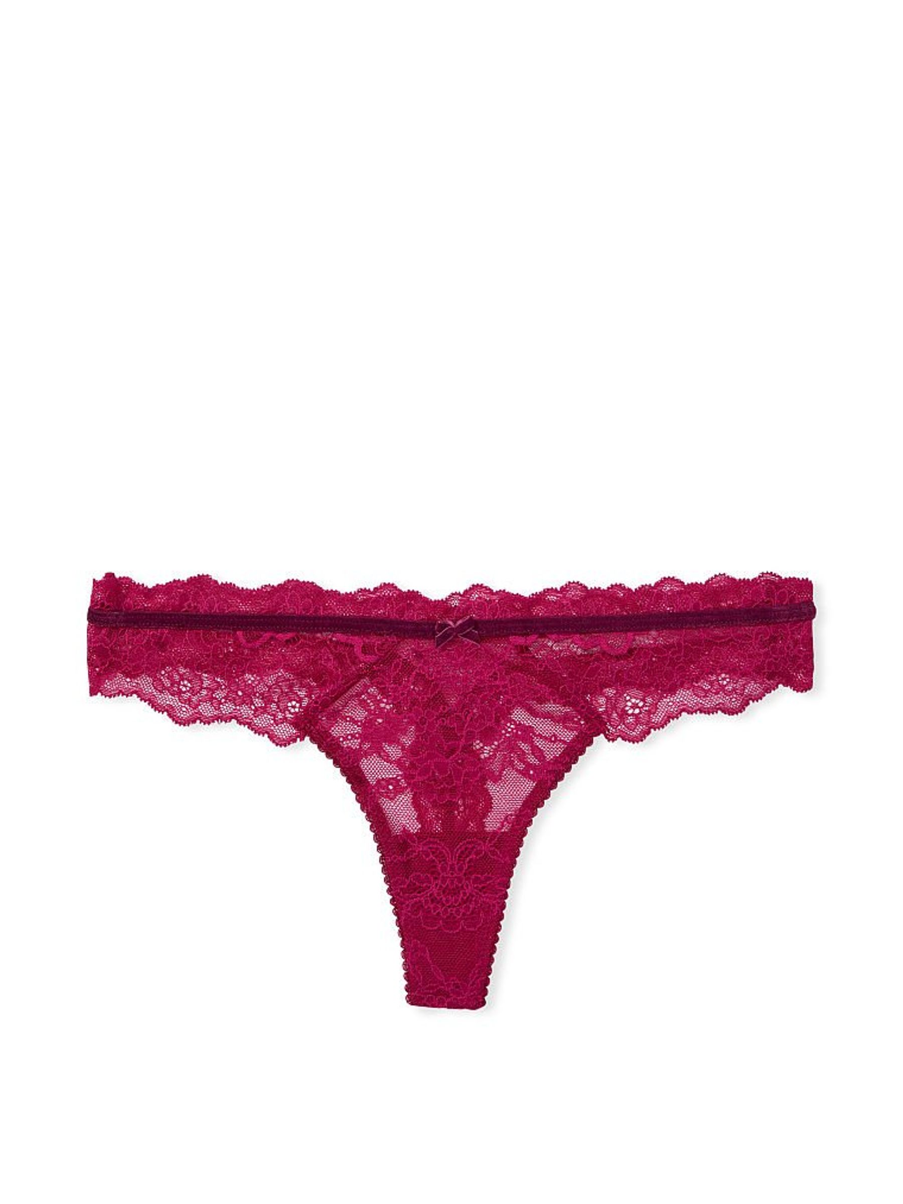 Claret Red Lace Thong Knickers - Image 3 of 3