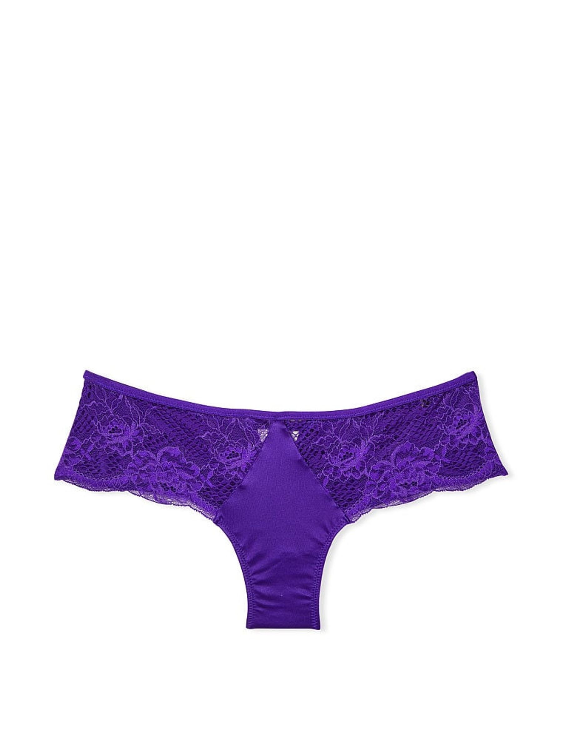 Brilliant Purple Fishnet Floral Cheeky Knickers - Image 3 of 3