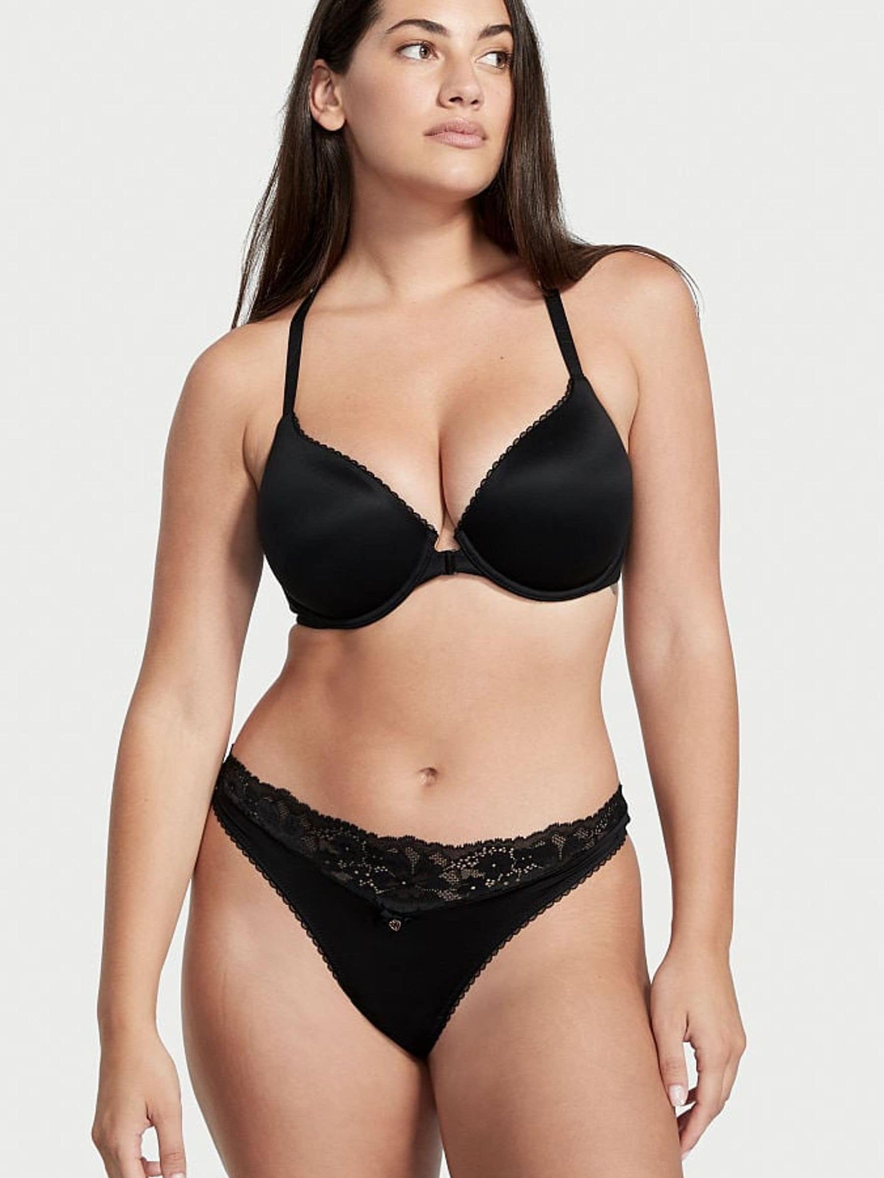 Black Lightly Lined Demi Front Fastening Bra - Image 1 of 3