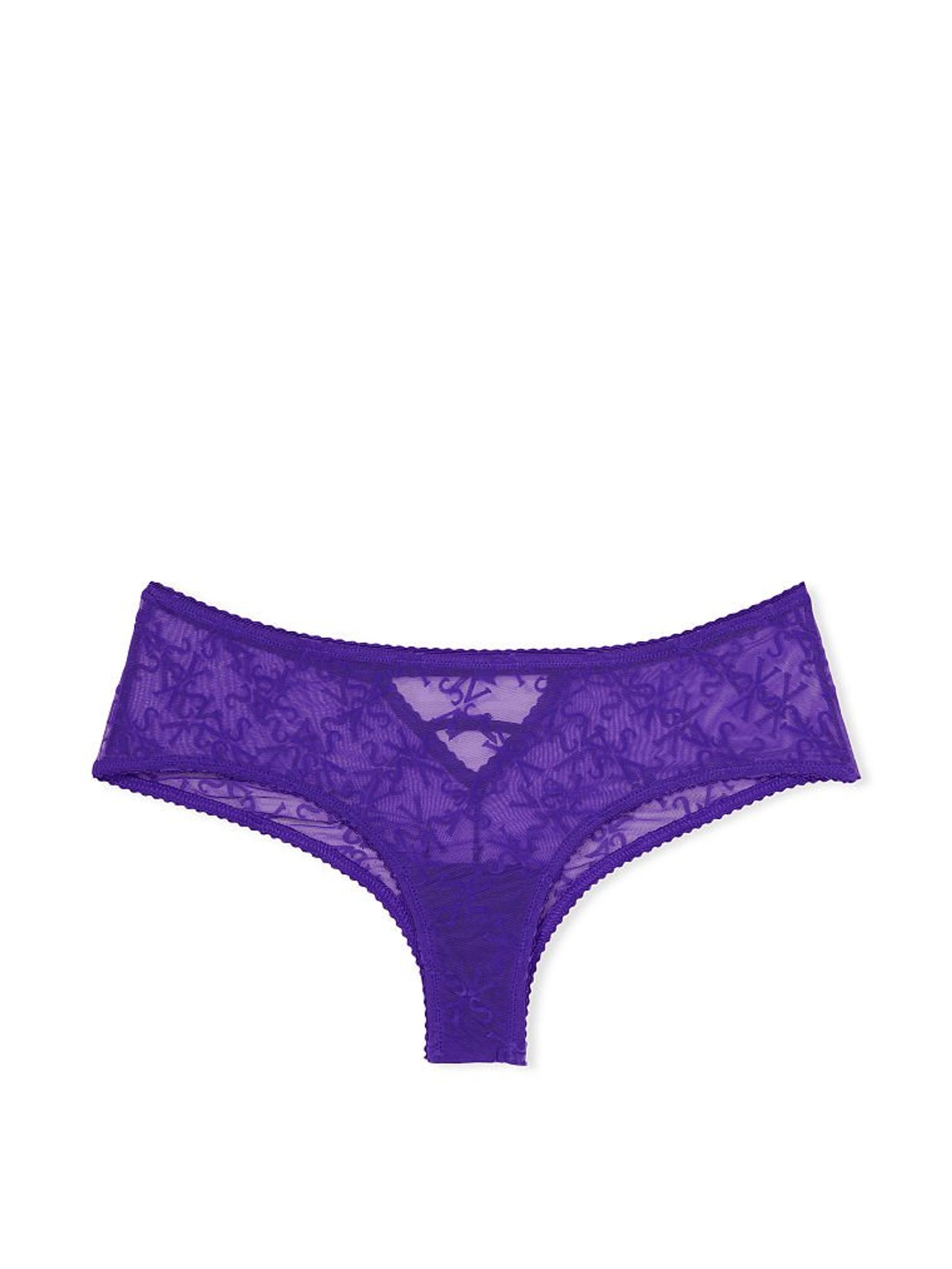 Brilliant Purple Logo Mesh Cheeky Knickers - Image 3 of 3