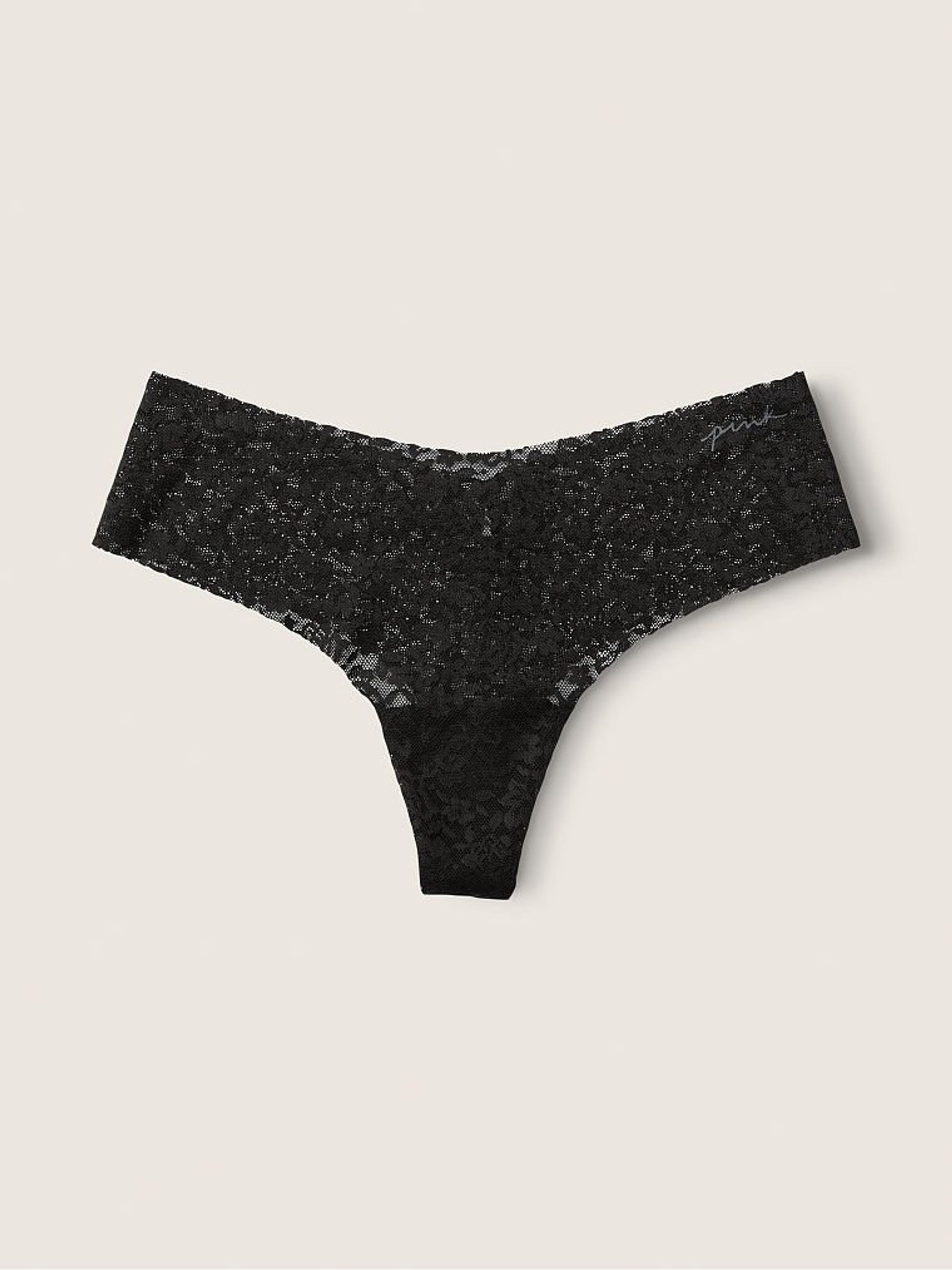 Pure Black Thong Lace No Show Knickers - Image 1 of 1