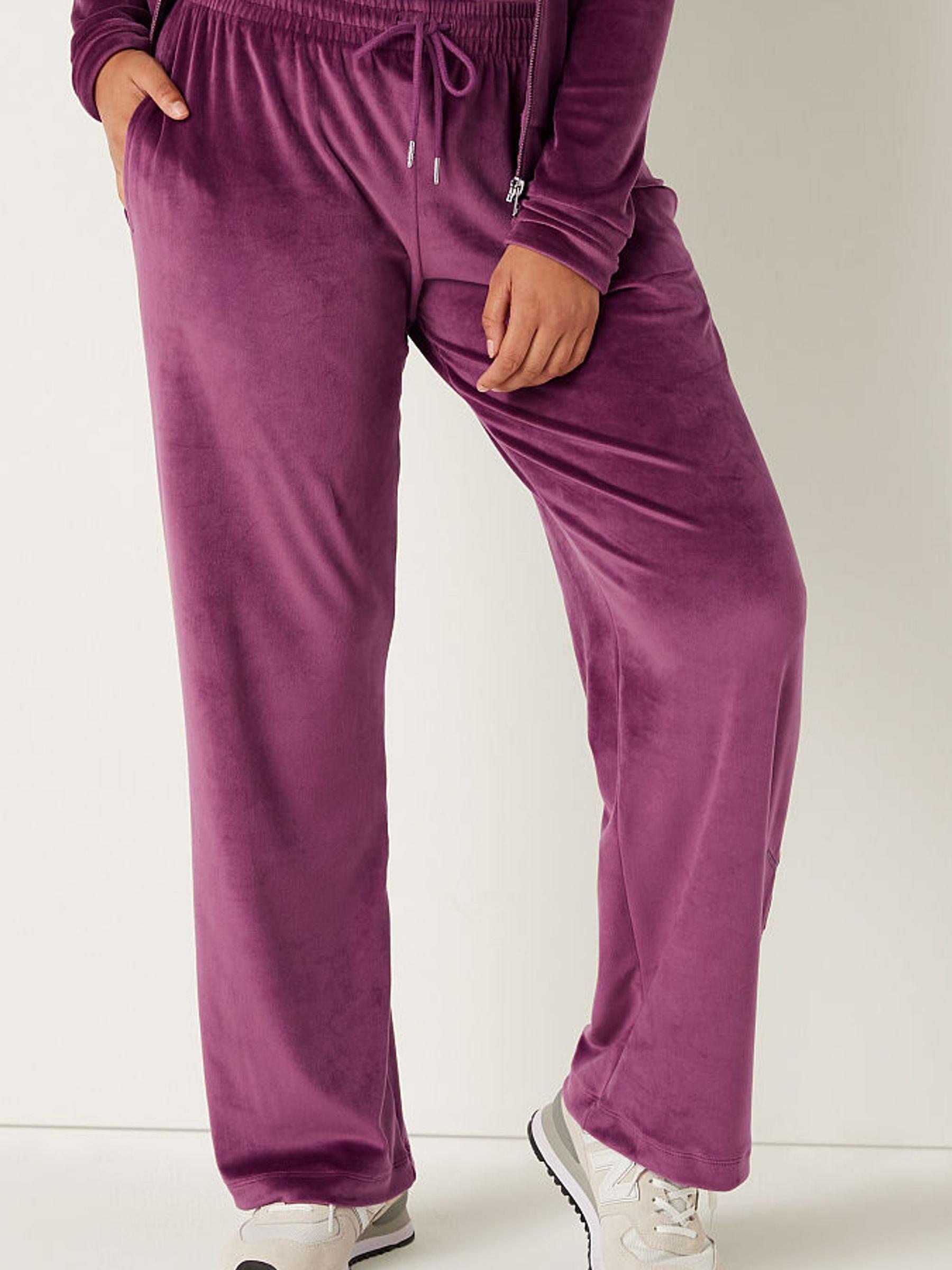 Rich Maroon Red Velour Wide Leg Lounge Jogger - Image 1 of 4