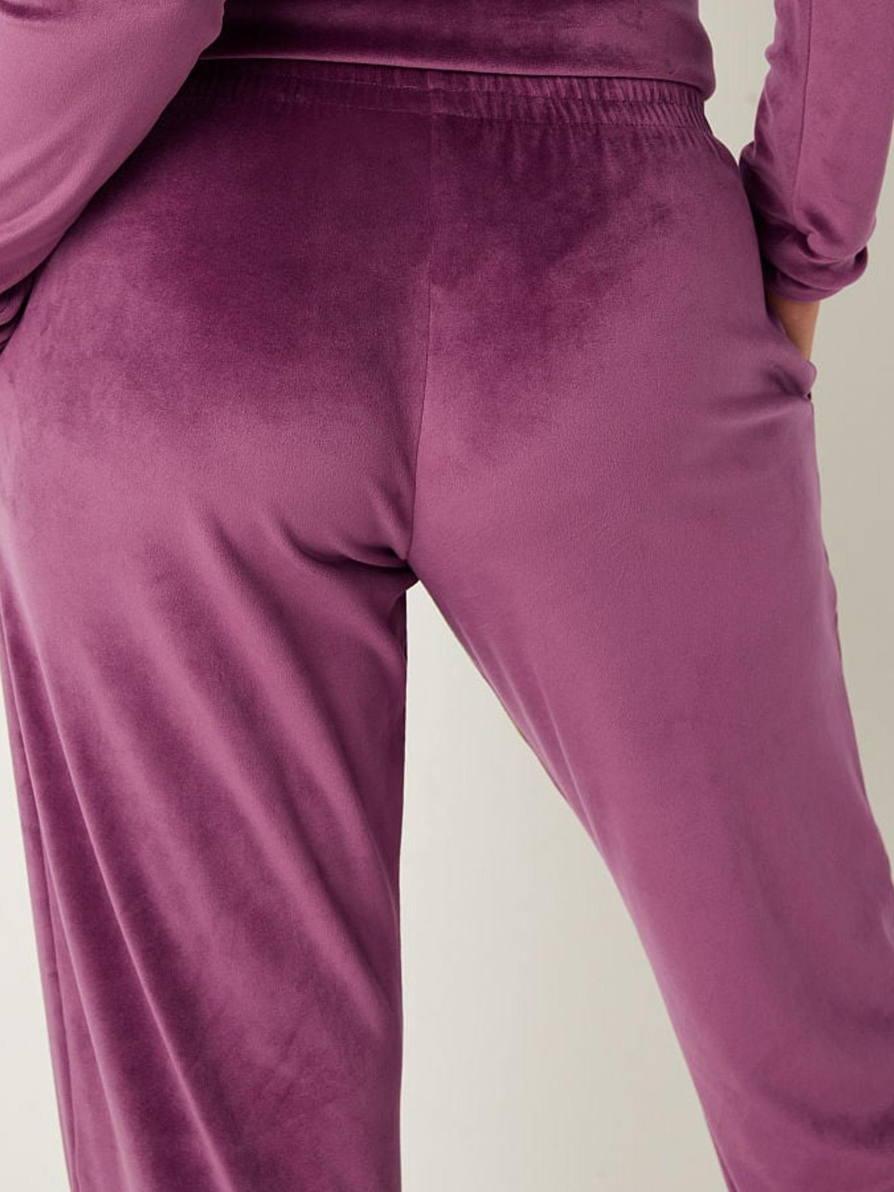 Rich Maroon Red Velour Wide Leg Lounge Jogger - Image 2 of 4