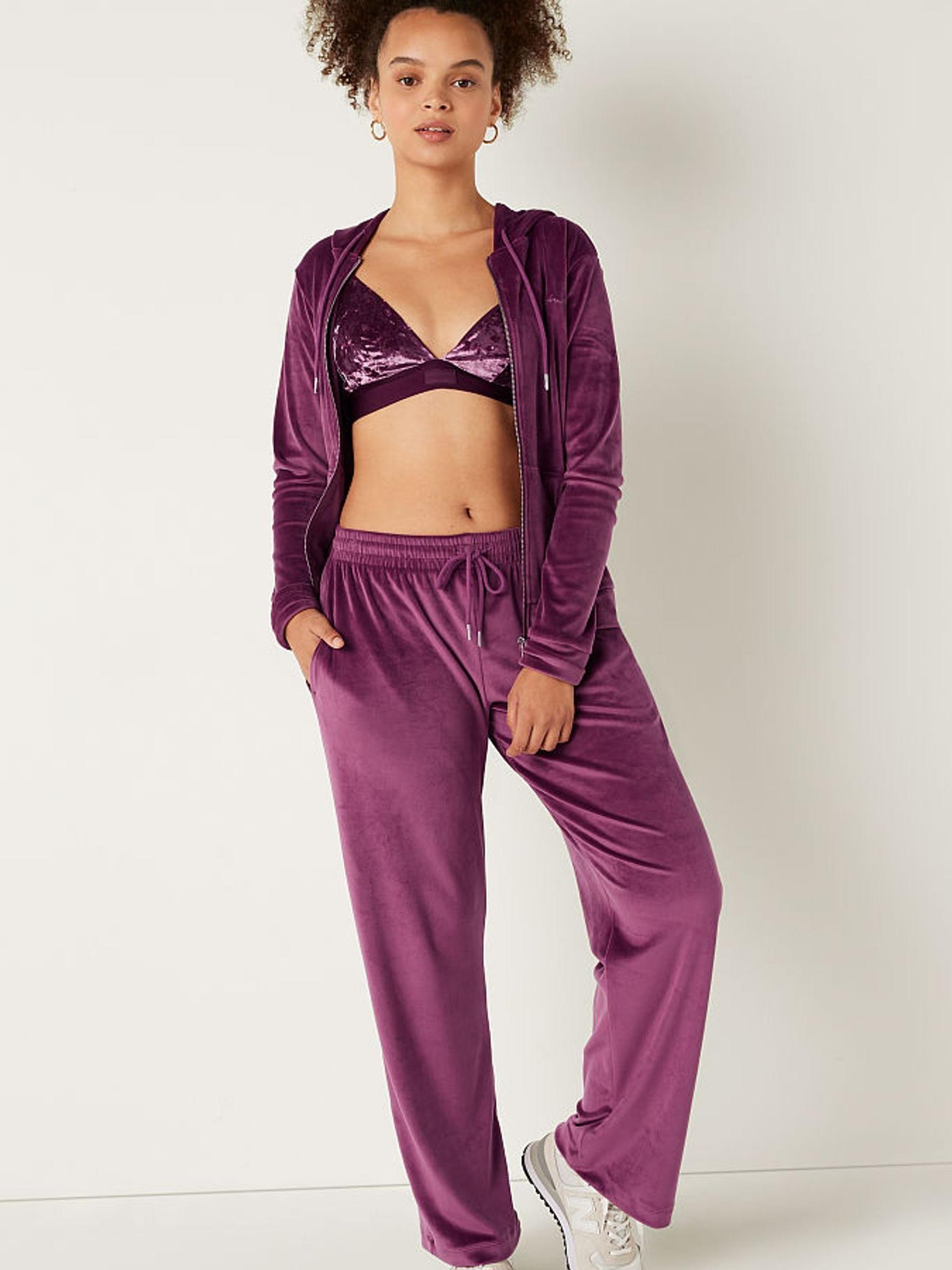 Rich Maroon Red Velour Wide Leg Lounge Jogger - Image 3 of 4