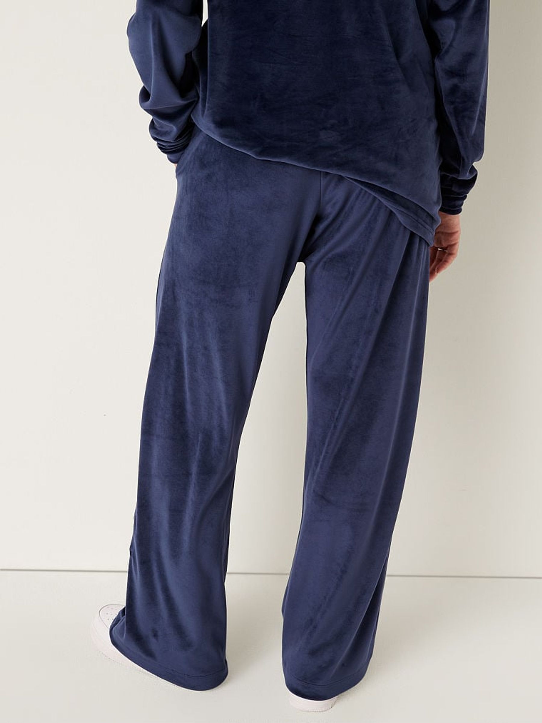 Navy Blue Velour Wide Leg Lounge Jogger - Image 2 of 4