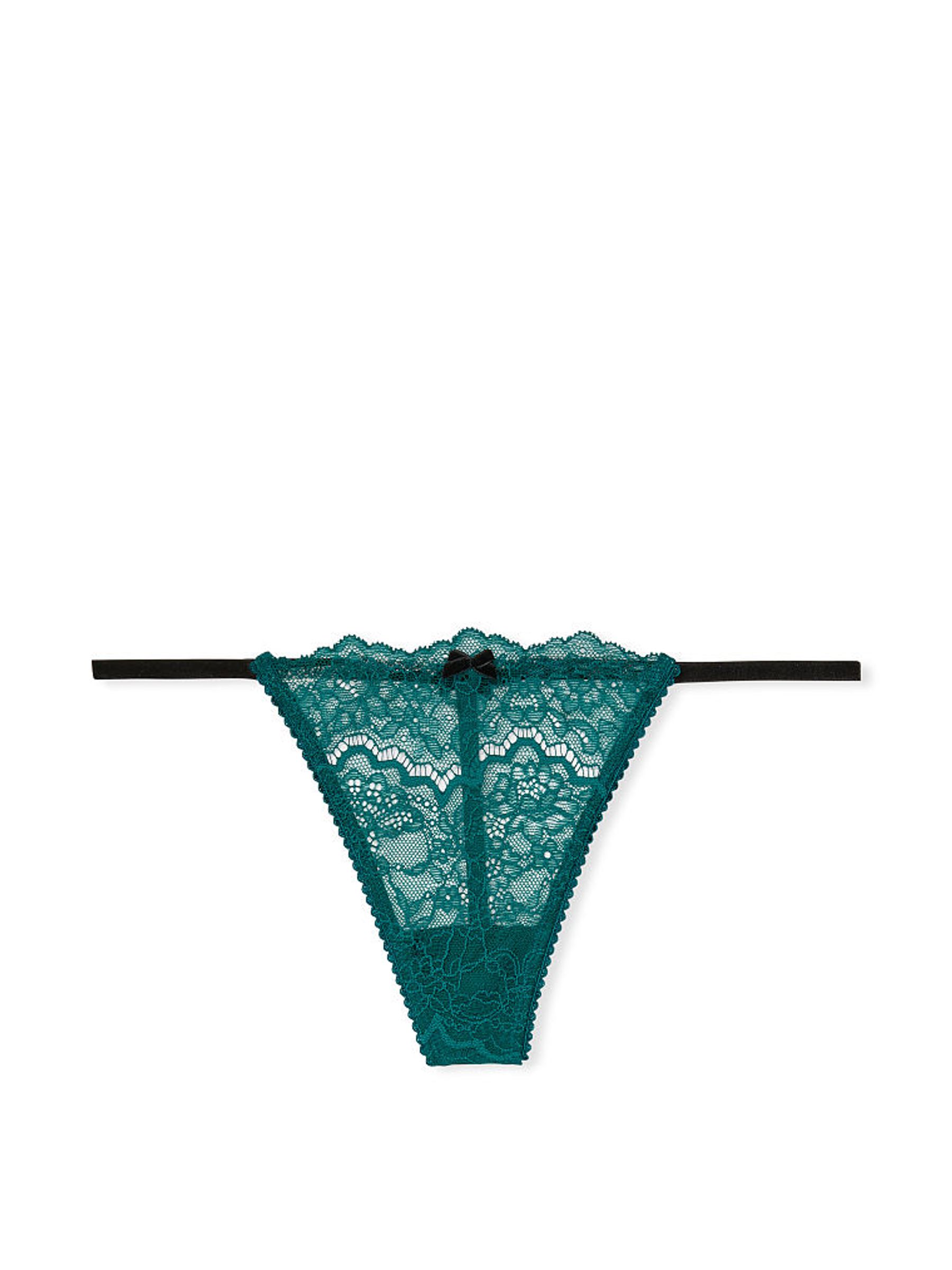 Spruce Green Lace Velvet G String Knickers - Image 2 of 2