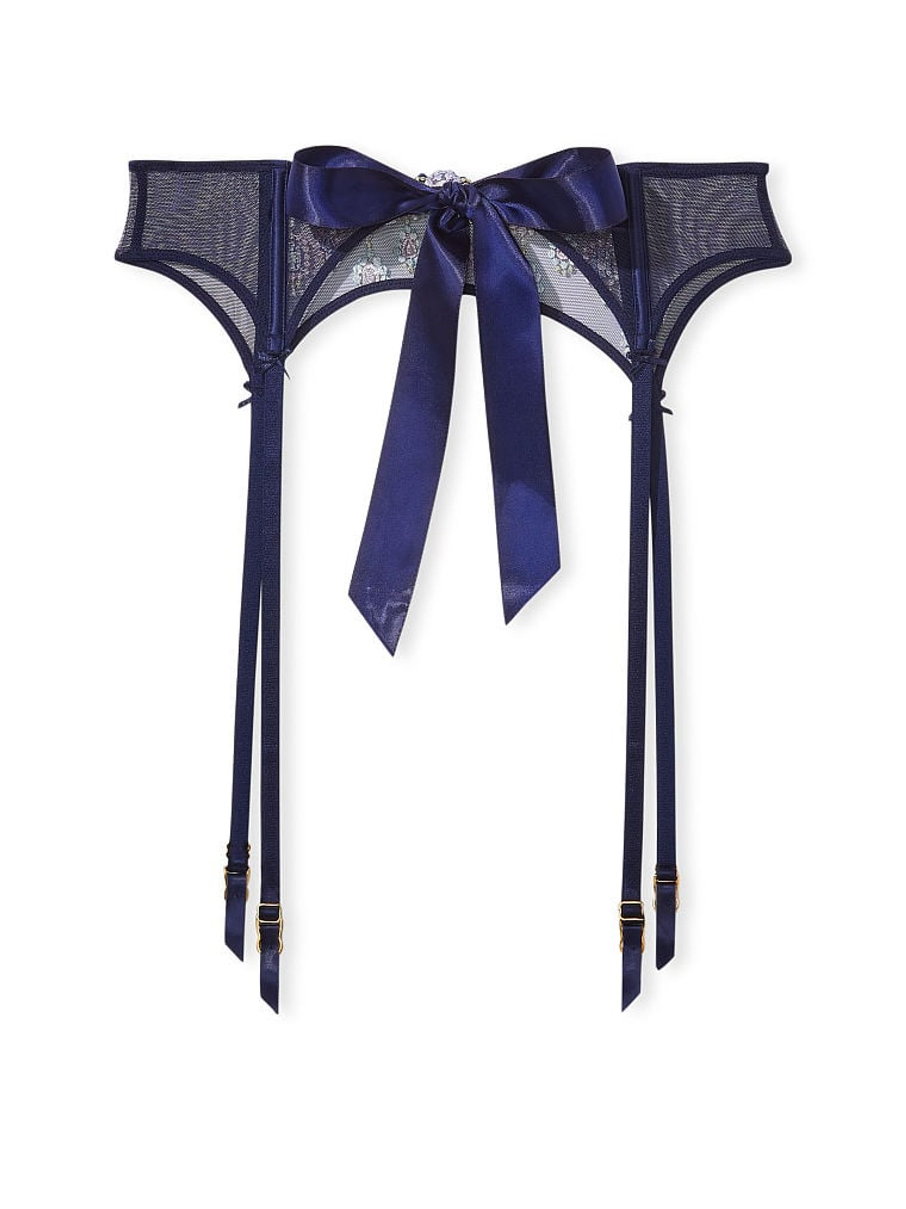 Noir Navy Blue Embroidered Suspenders - Image 4 of 4