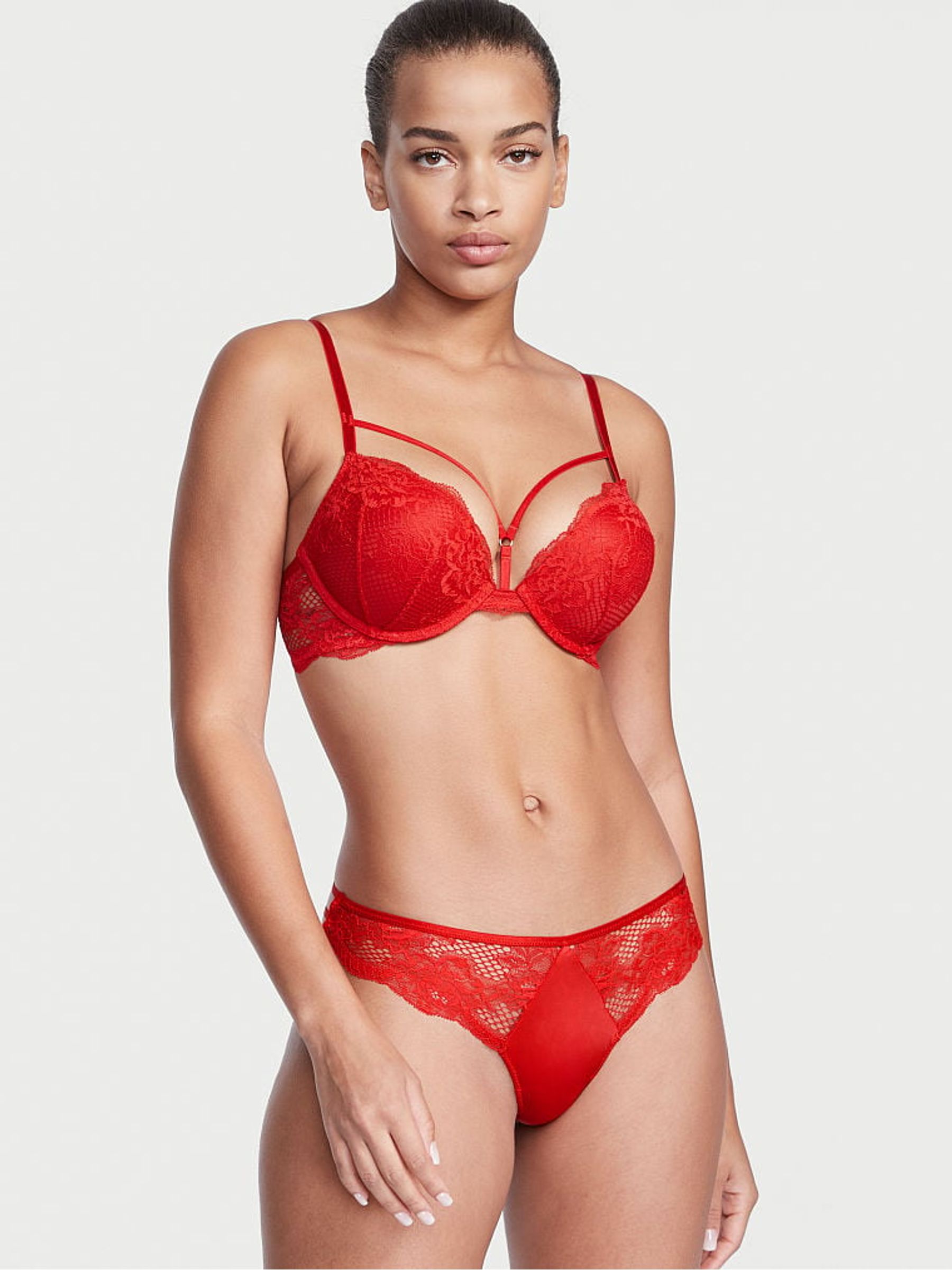 Lipstick Red Thong Lace Thong Knickers - Image 1 of 5