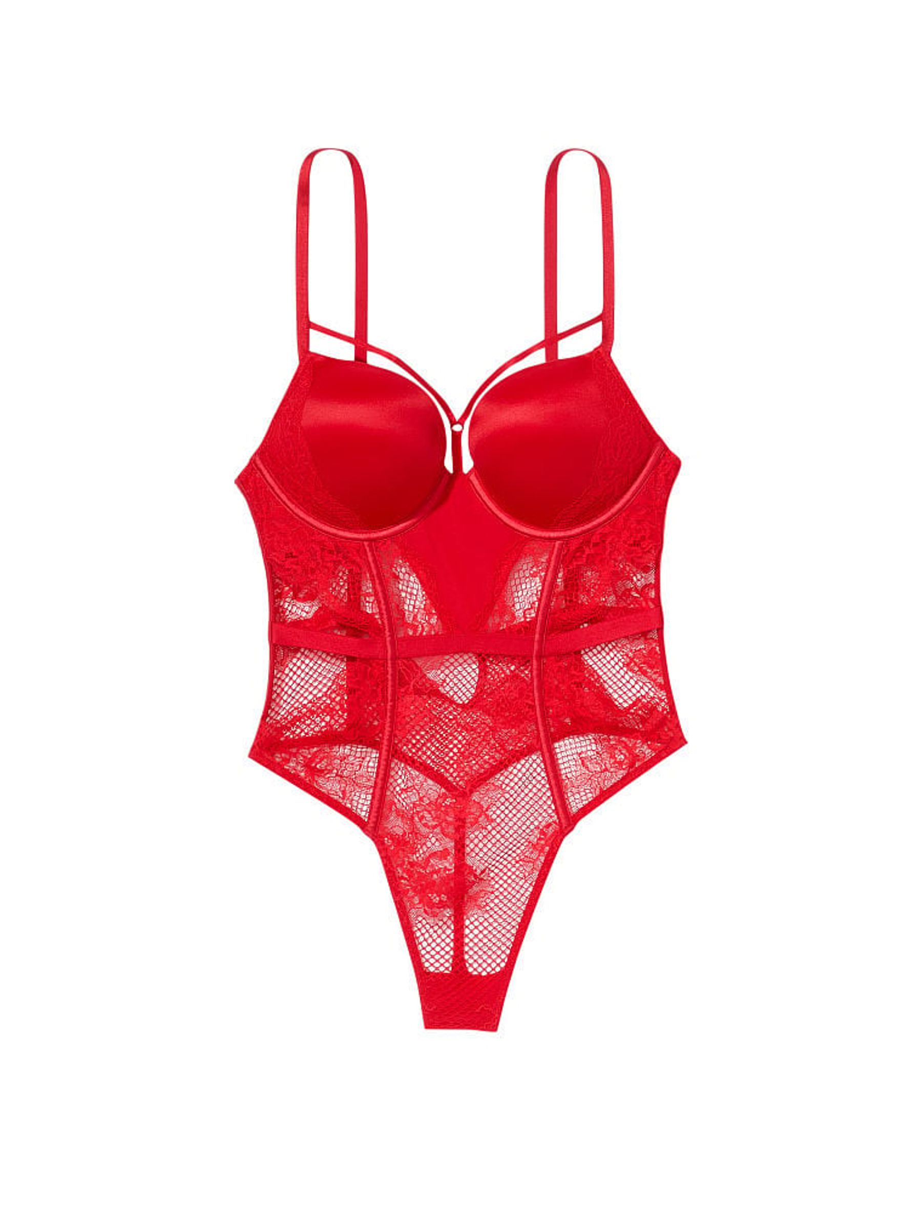 Lipstick Red Fishnet Bombshell Bodysuit - Image 3 of 3