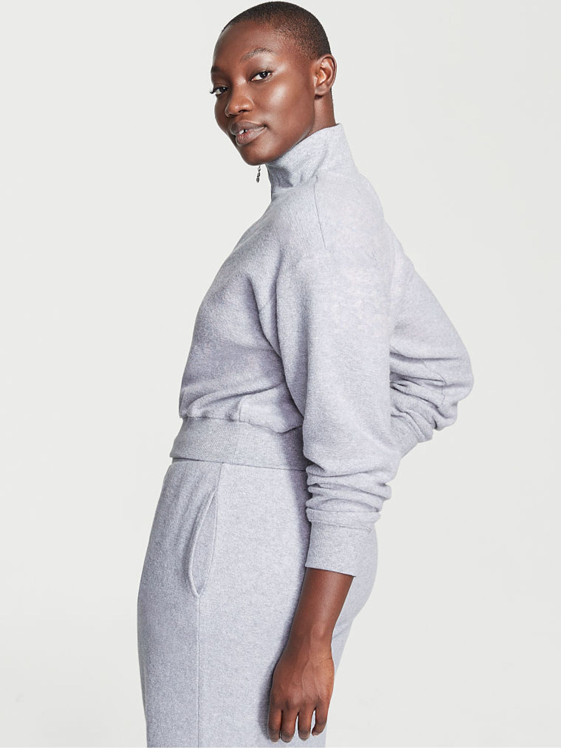 Medum Heather Grey Half Zip High Neck Lounge Sweatshirt - Image 2 of 4