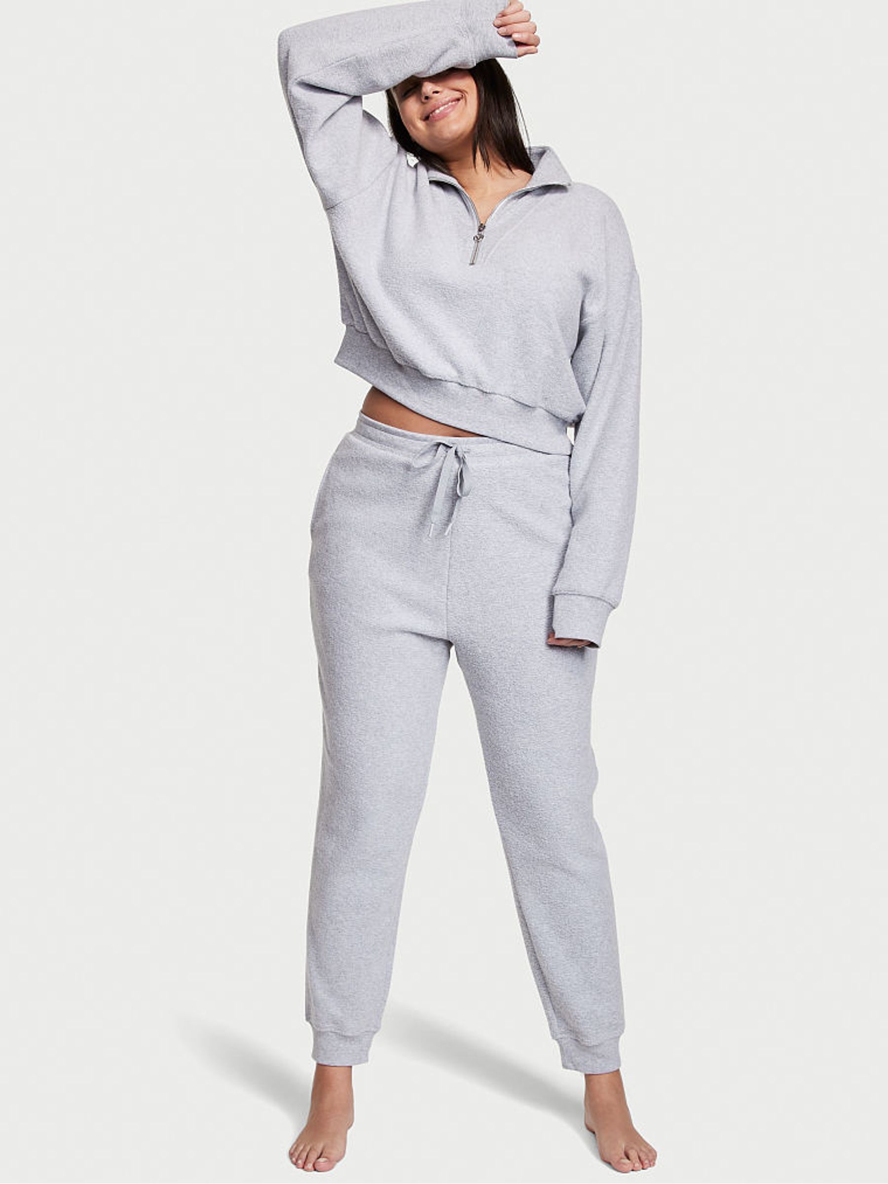 Medum Heather Grey Half Zip High Neck Lounge Sweatshirt - Image 3 of 4
