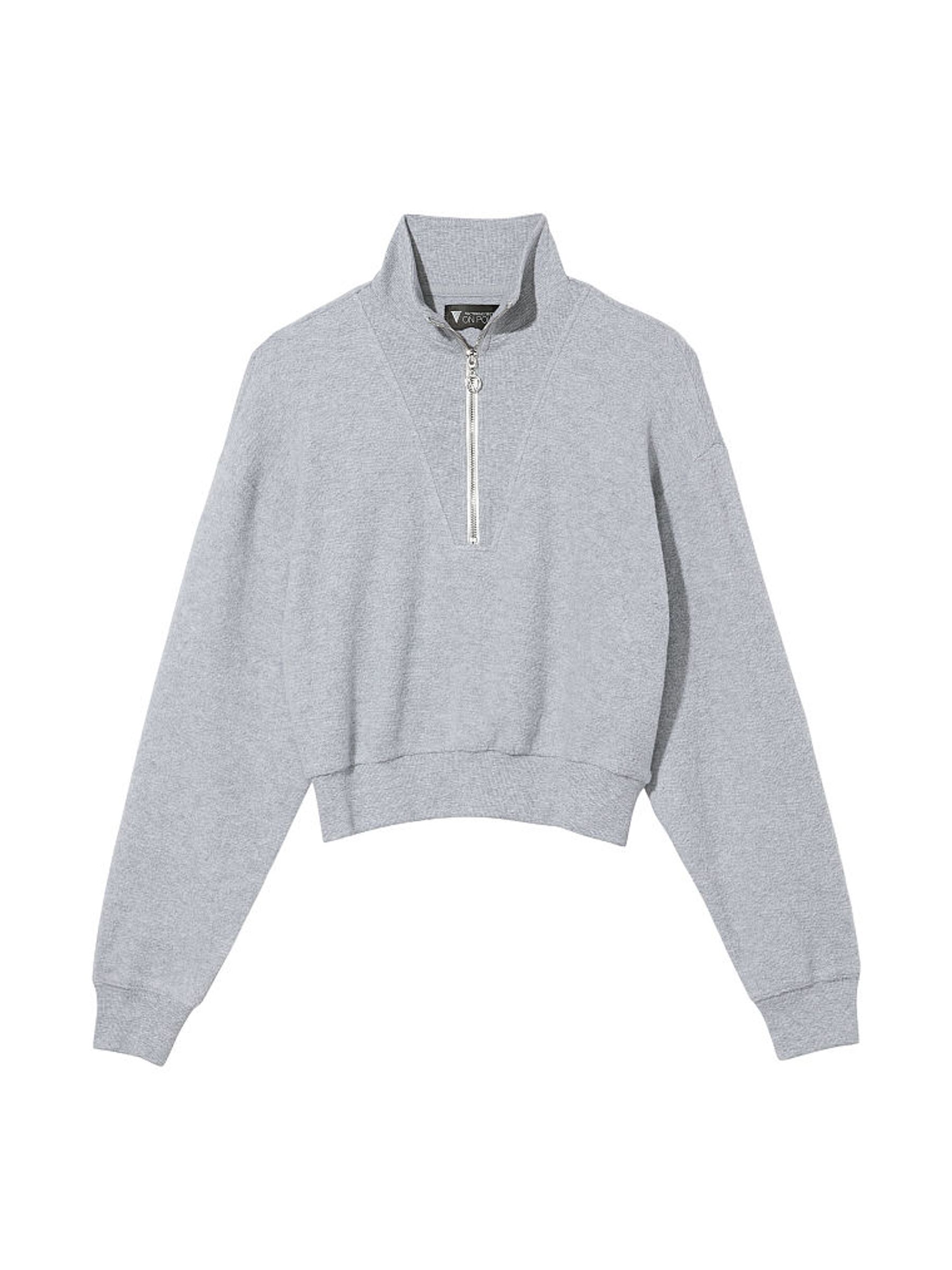 Medum Heather Grey Half Zip High Neck Lounge Sweatshirt - Image 4 of 4