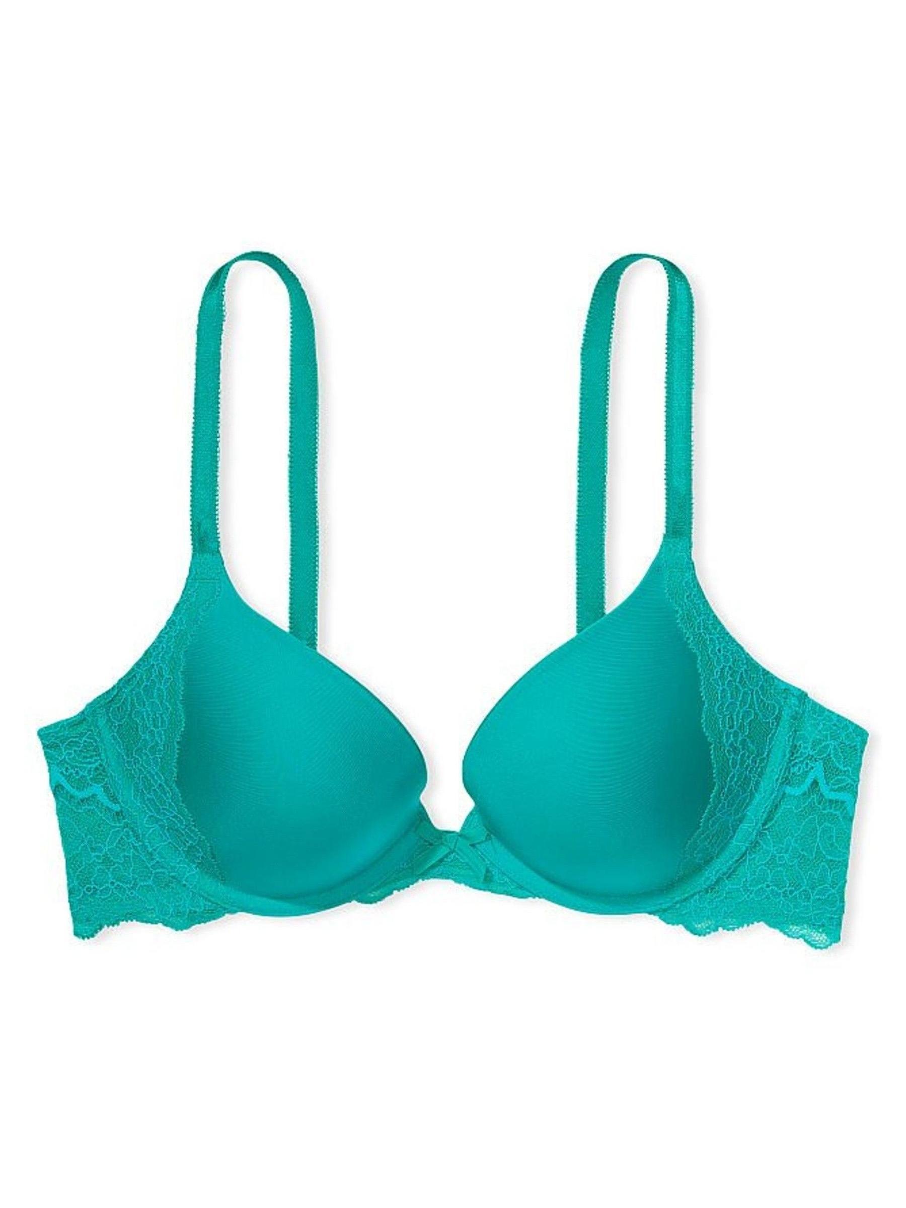 Capri Sea Blue Smooth Lace Wing Push Up Bra - Image 3 of 3