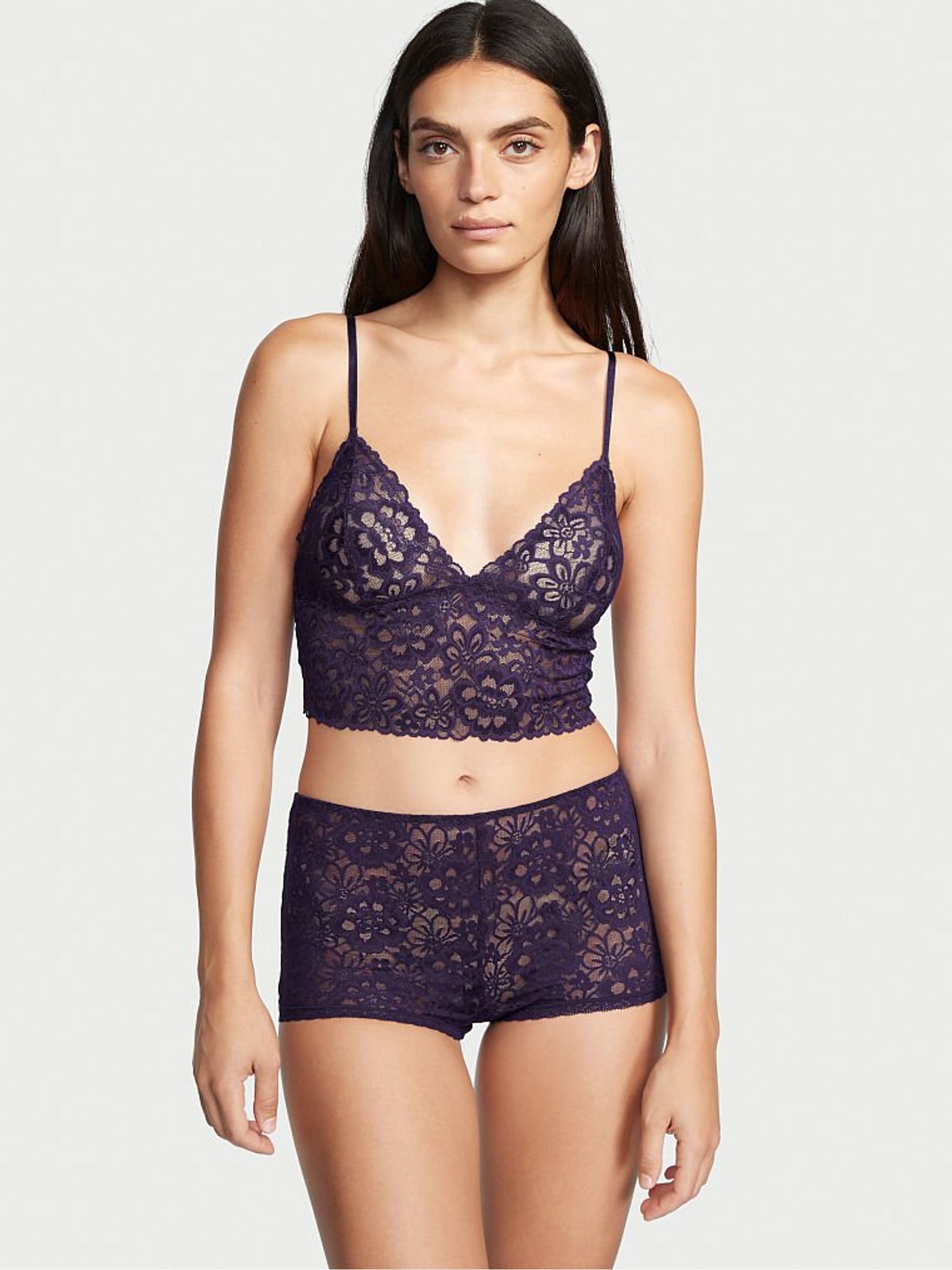 Gothic Purple Lacie Cropped Cami Boyshort Set - Image 1 of 3