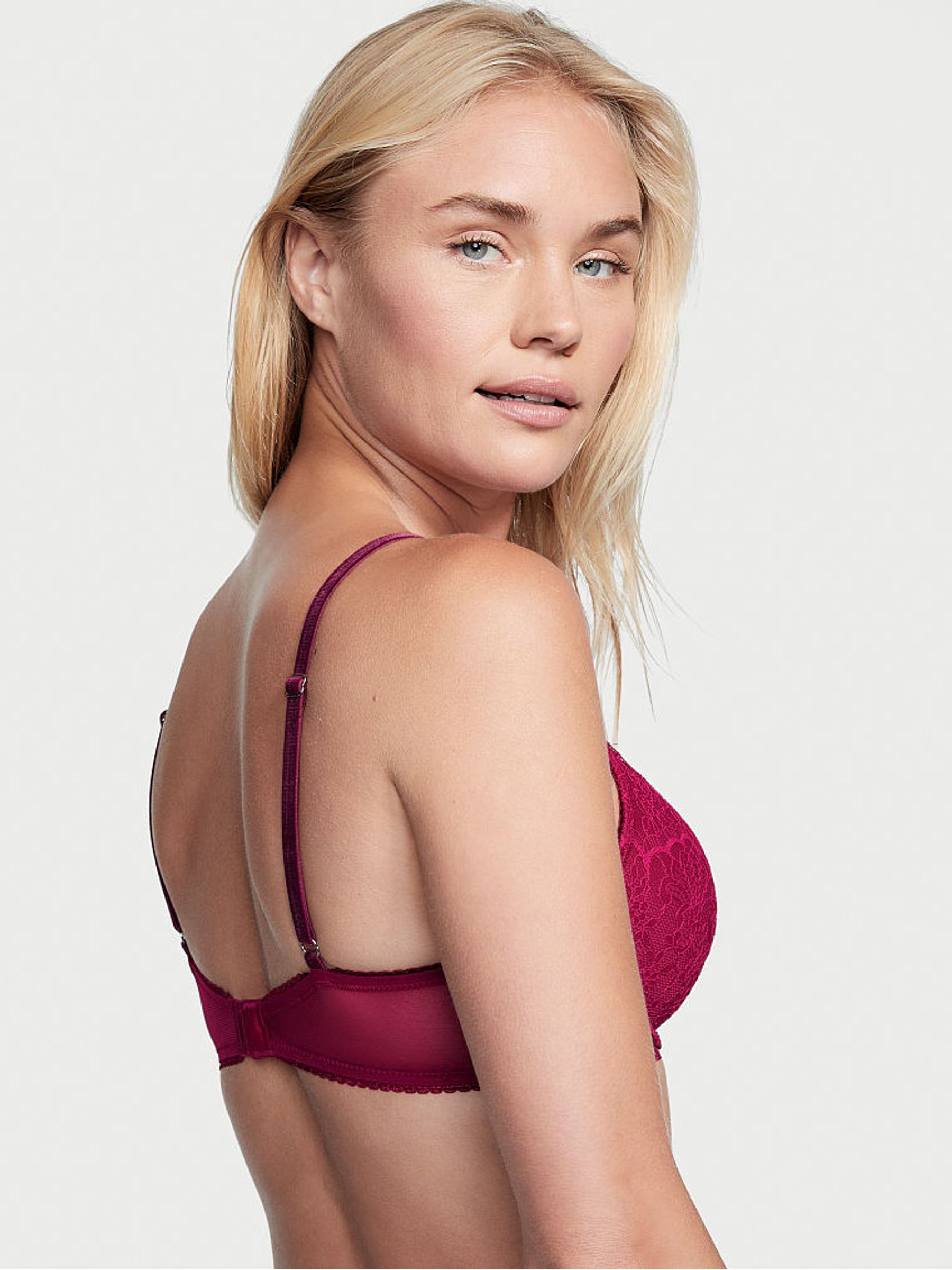 Claret Red Lace Push Up Bra - Image 2 of 3