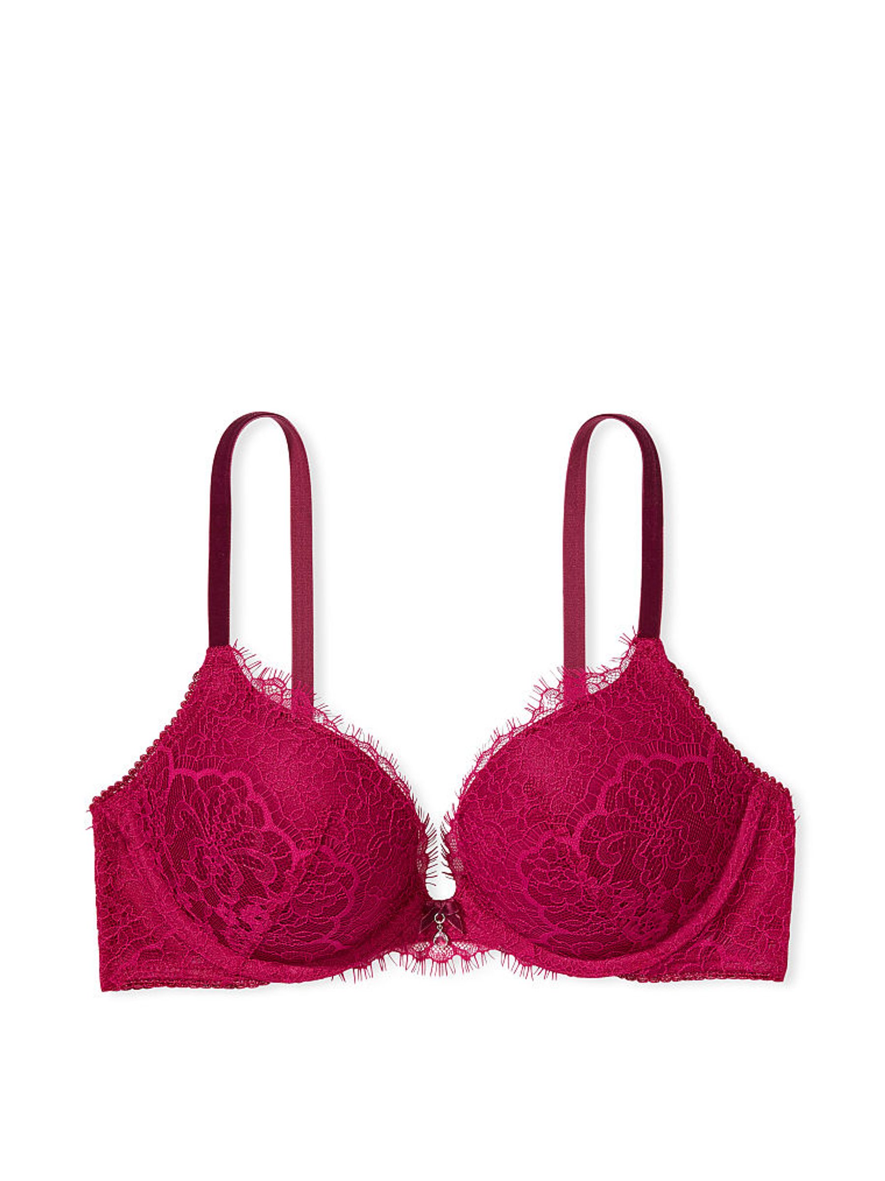 Claret Red Lace Push Up Bra - Image 3 of 3