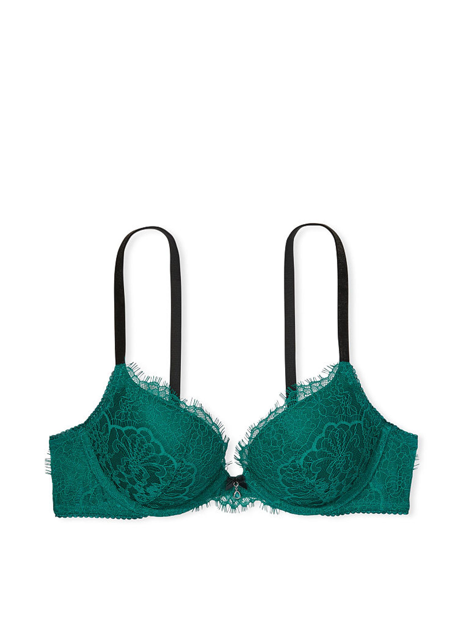 Shaded Spruce Green Lace Plunge Push Up Bra - Image 4 of 4