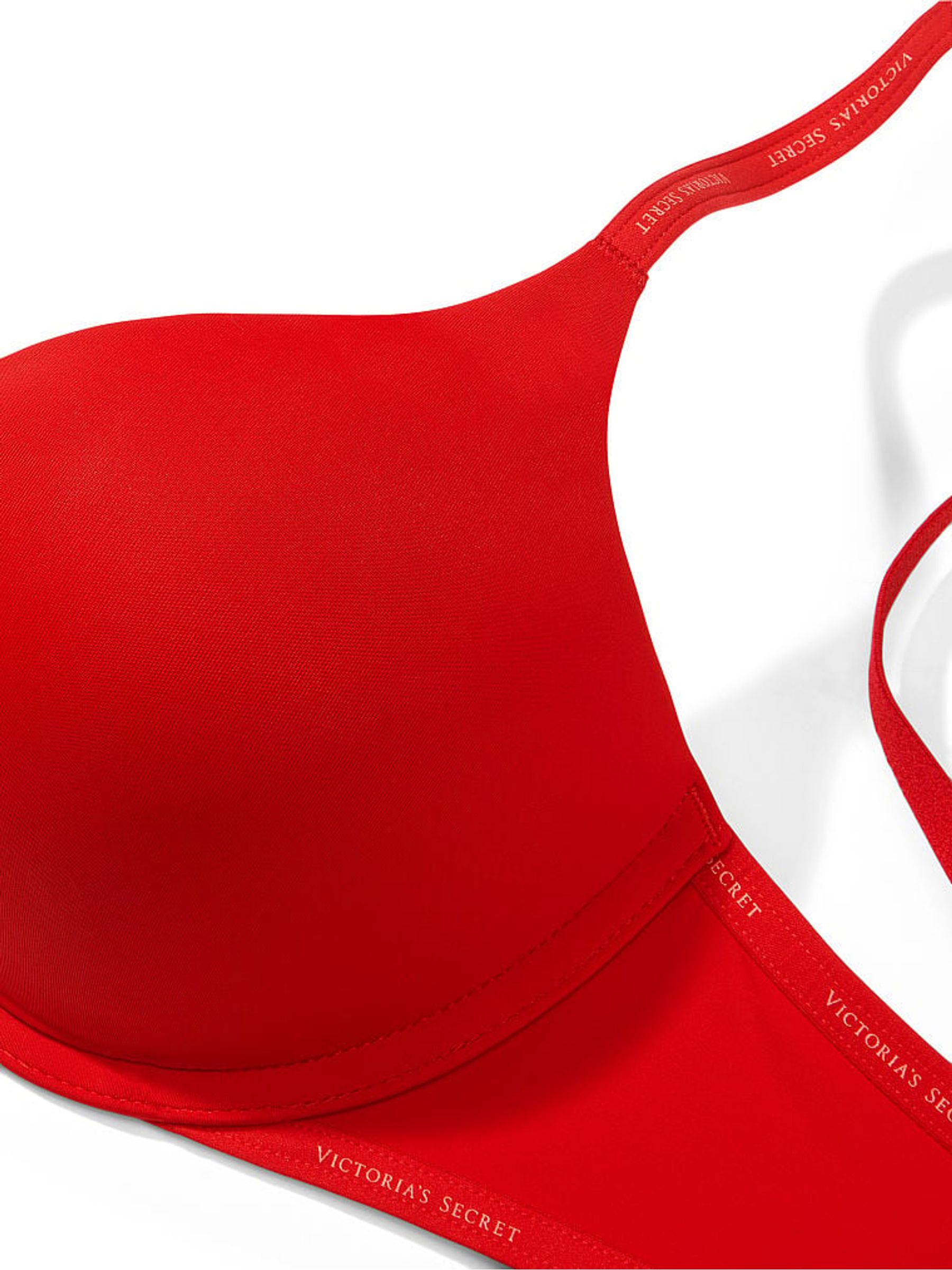 Lipstick Red Add 2 Cups Push Up Lightly Lined Logo Strap Full Cup Bra - Image 4 of 4
