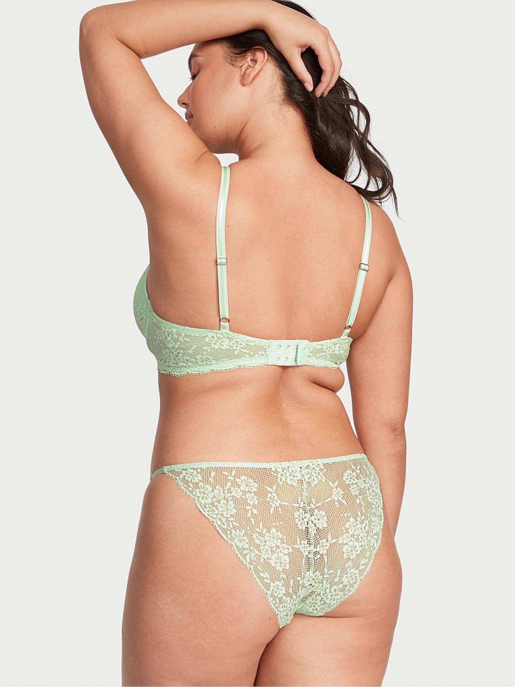 Misty Jade Green Lace Lightly Lined Plunge Half Pad Bra - Image 2 of 3