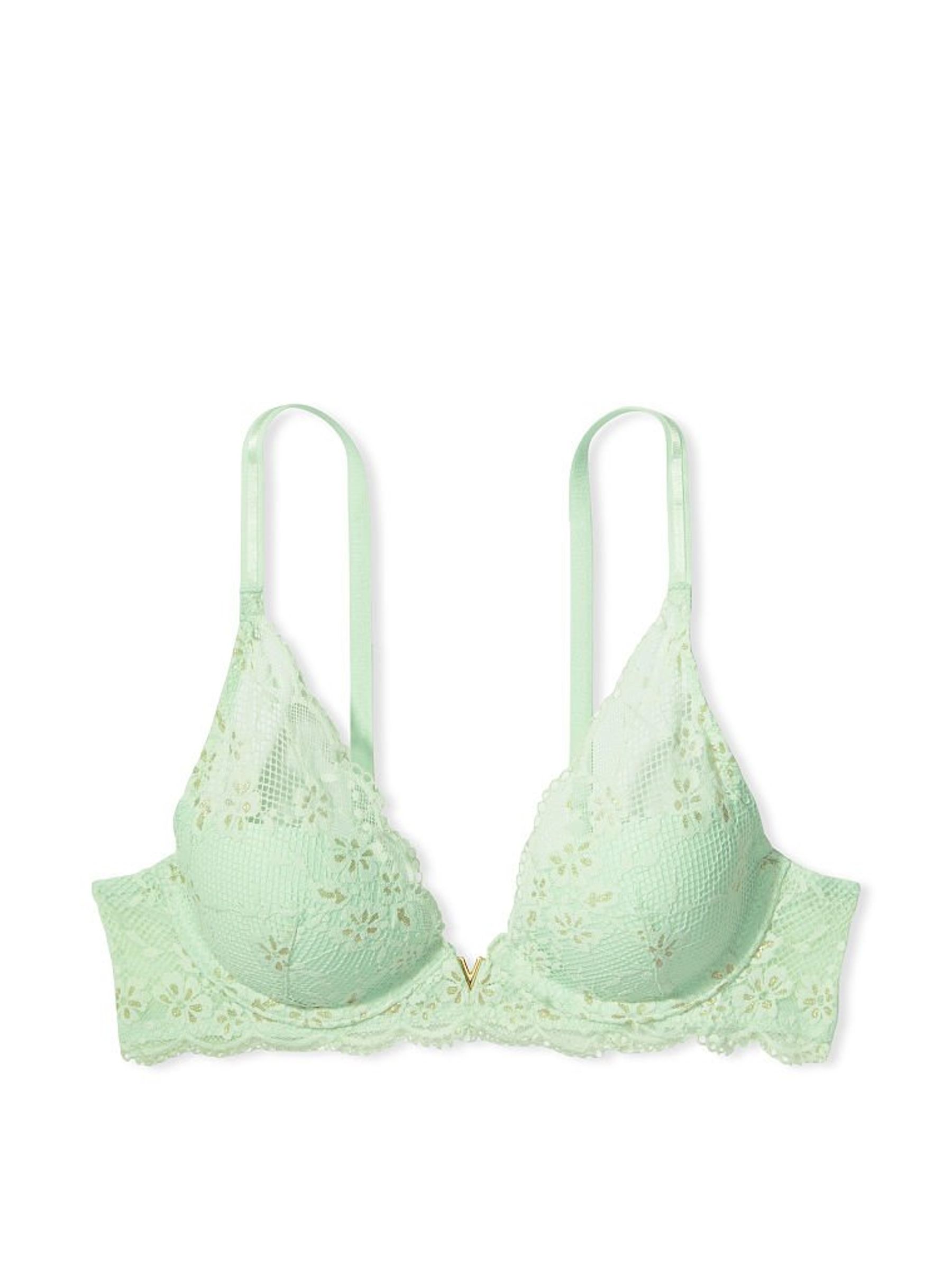 Misty Jade Green Lace Lightly Lined Plunge Half Pad Bra - Image 3 of 3