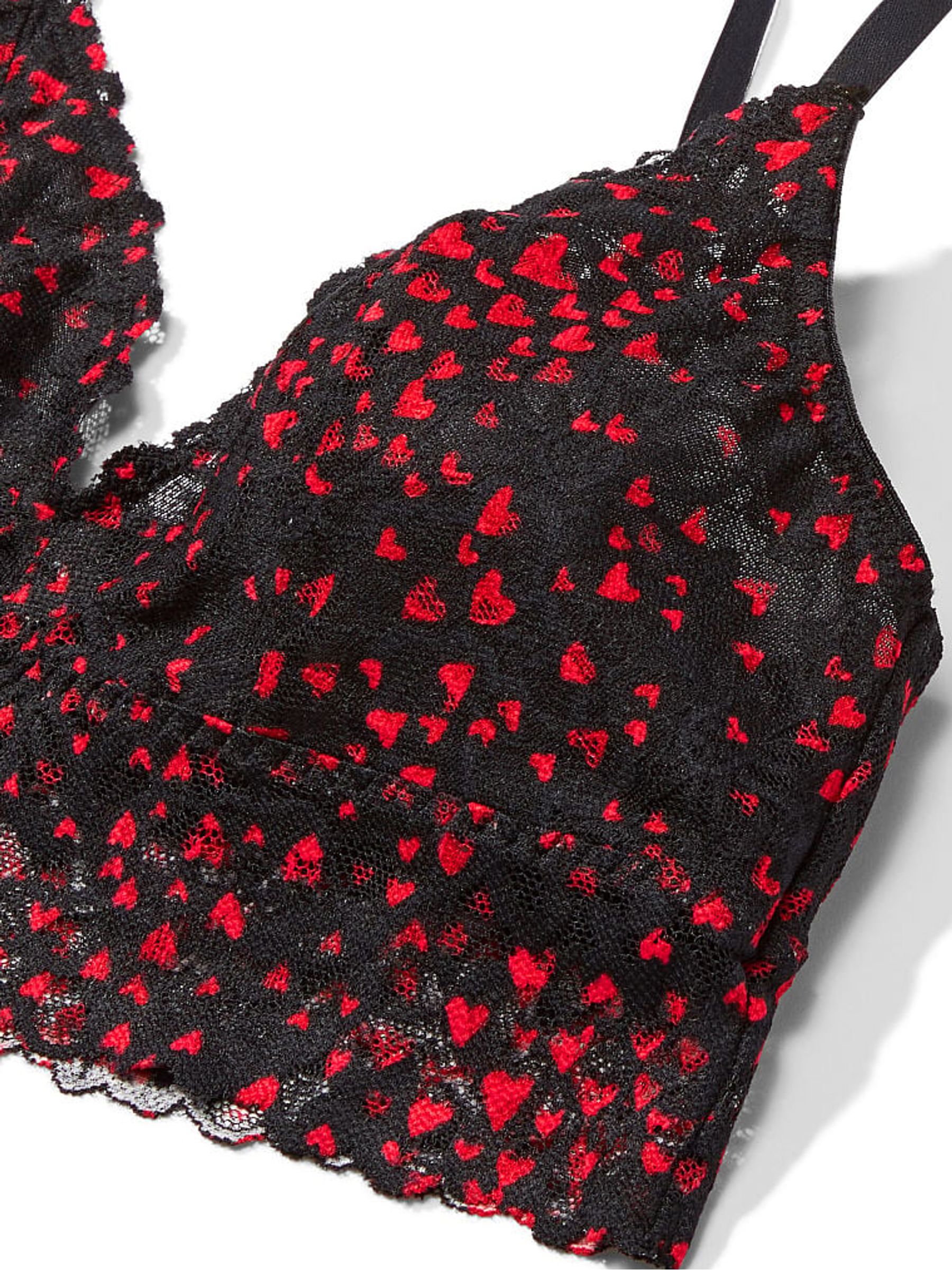 Black Heart Sprinkles Lace Unlined Bralette - Image 4 of 4