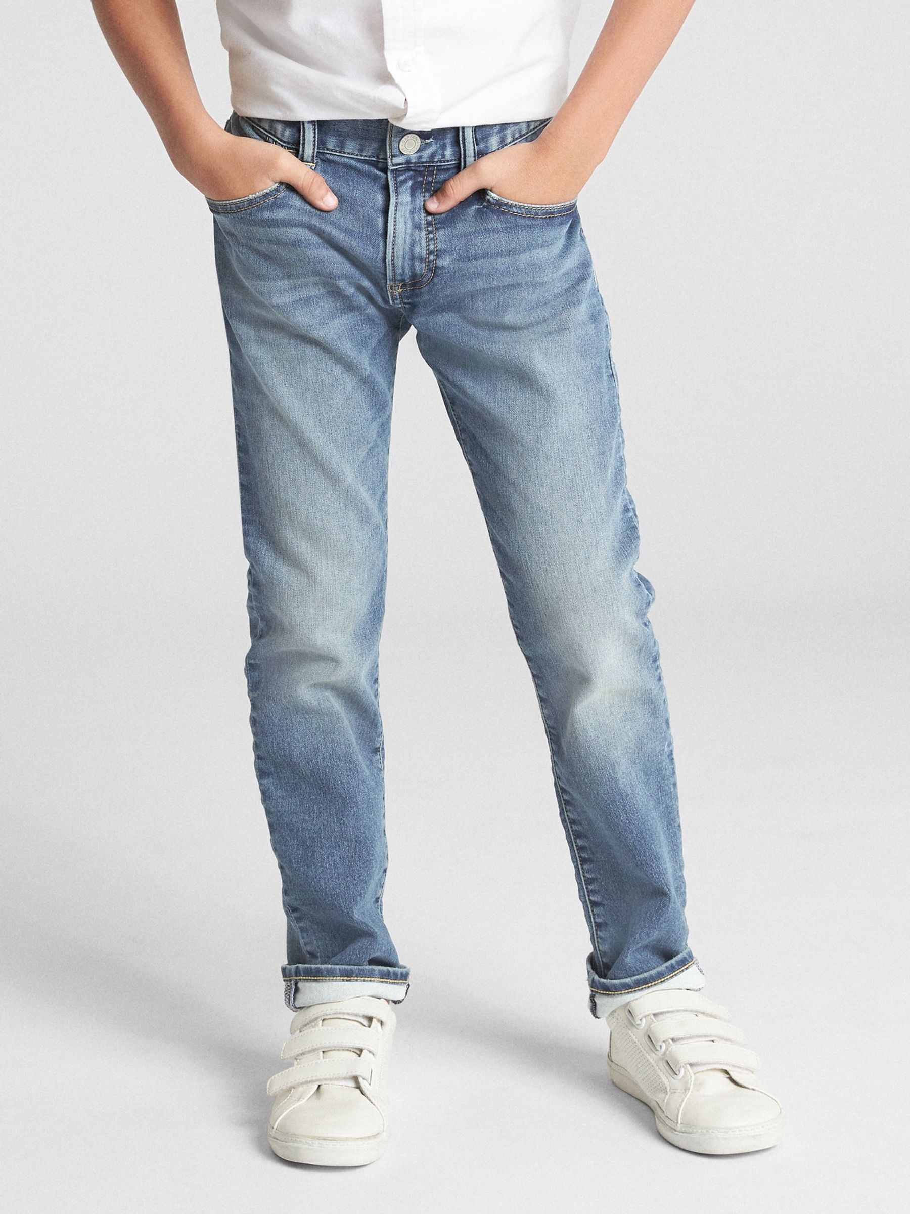 Light Wash Blue Slim Fit Stretch Jeans (4-16yrs) - Image 1 of 4