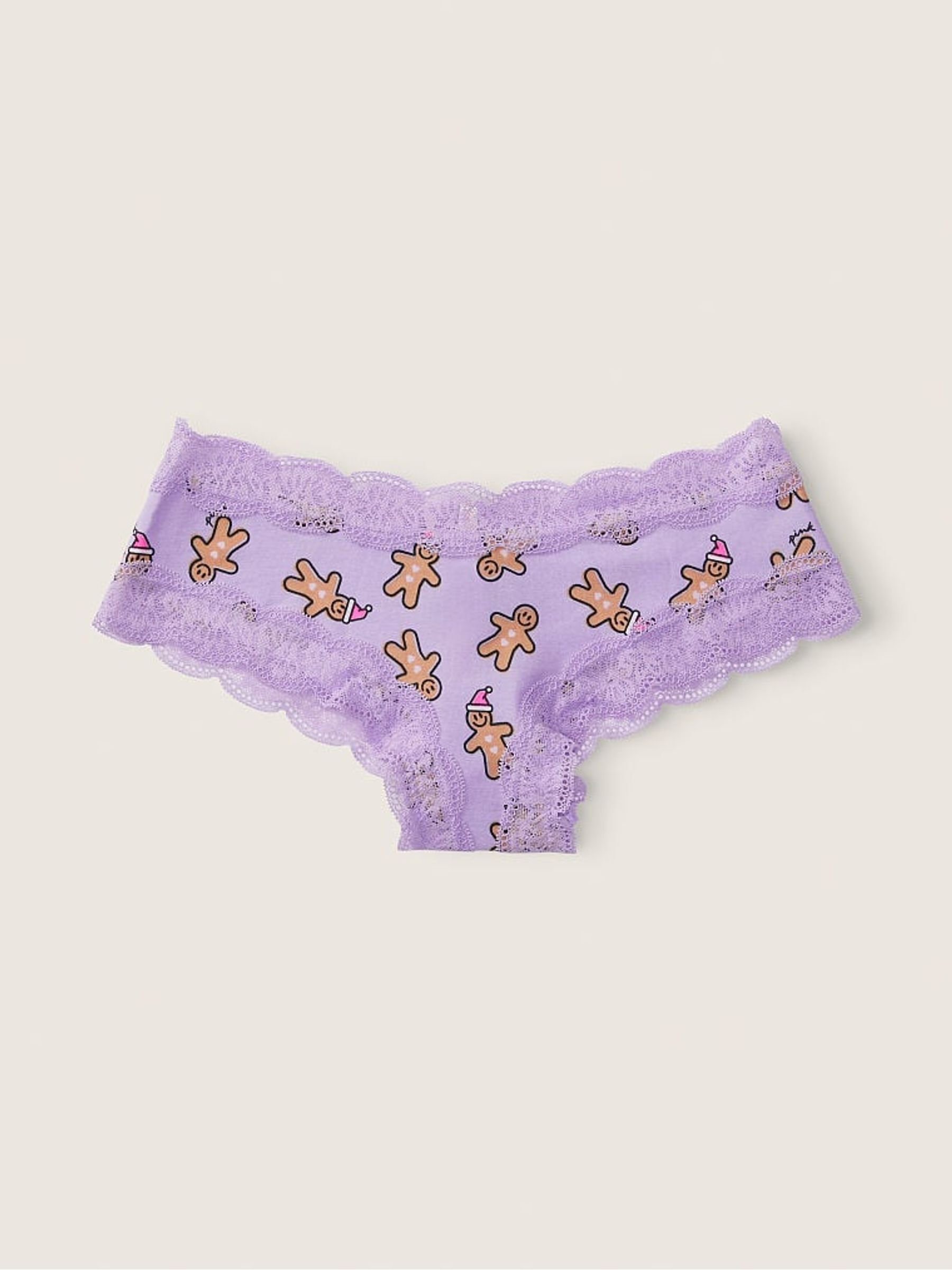 Lavender Love Gingerbread Purple Lace Trim Cheeky Knickers - Image 1 of 1