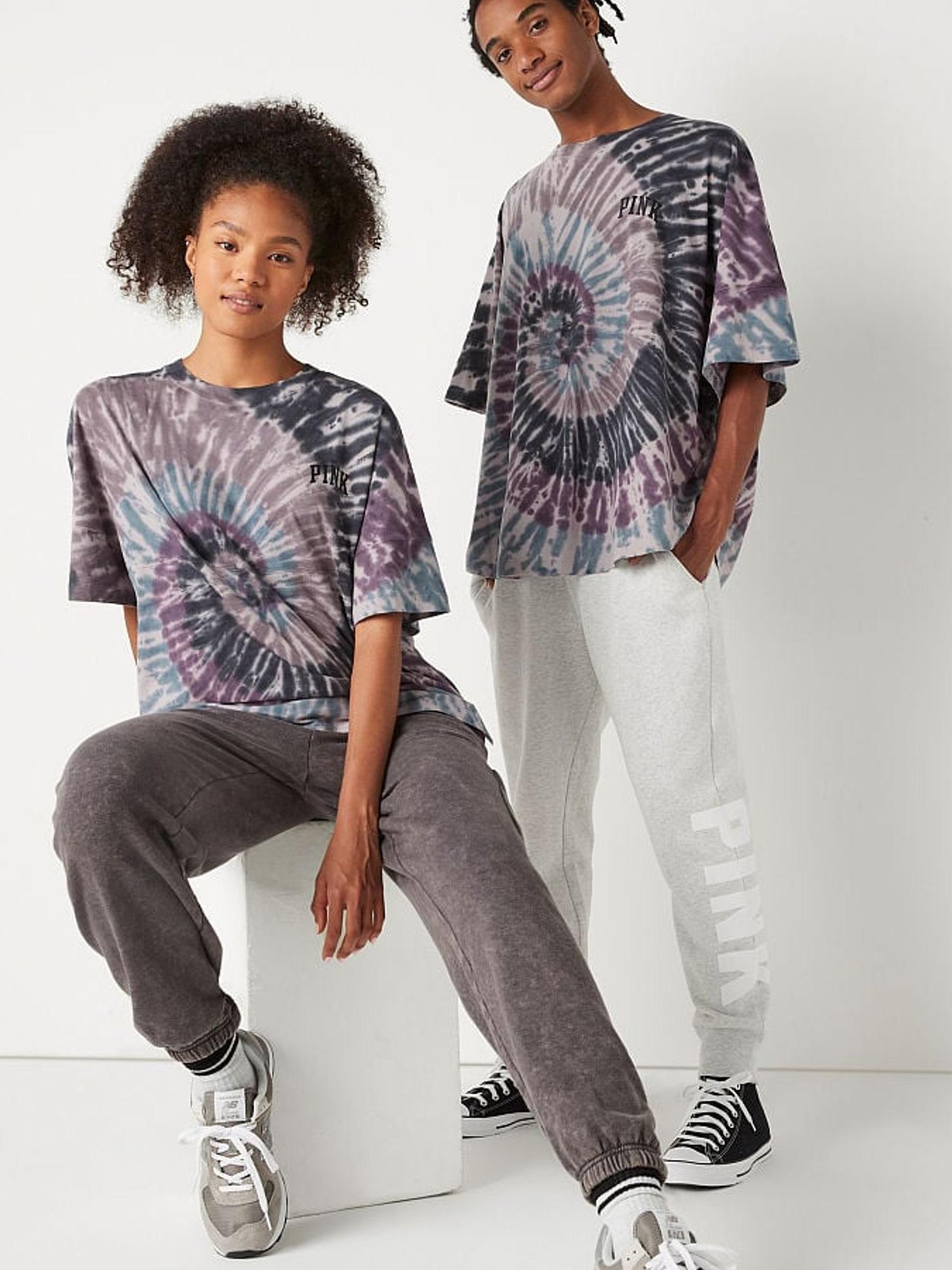 Purple Mist Spiral Tie Dye Shine Oversized Short Sleeve T-Shirt - Image 4 of 6