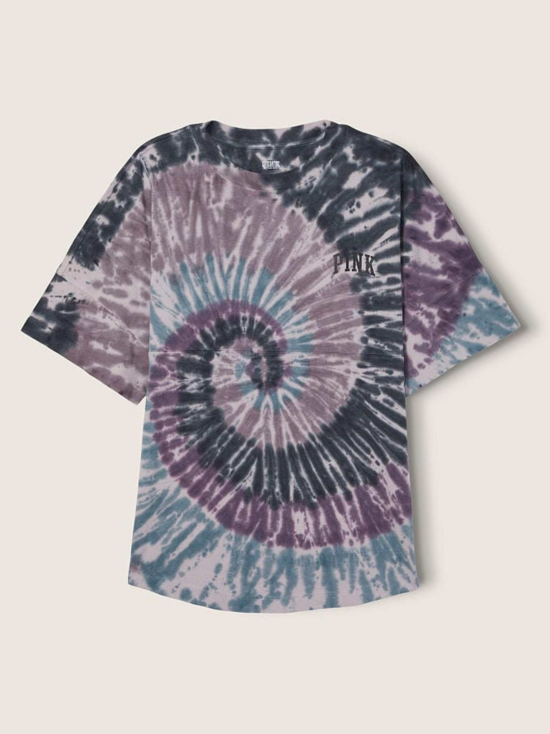 Purple Mist Spiral Tie Dye Shine Oversized Short Sleeve T-Shirt - Image 6 of 6