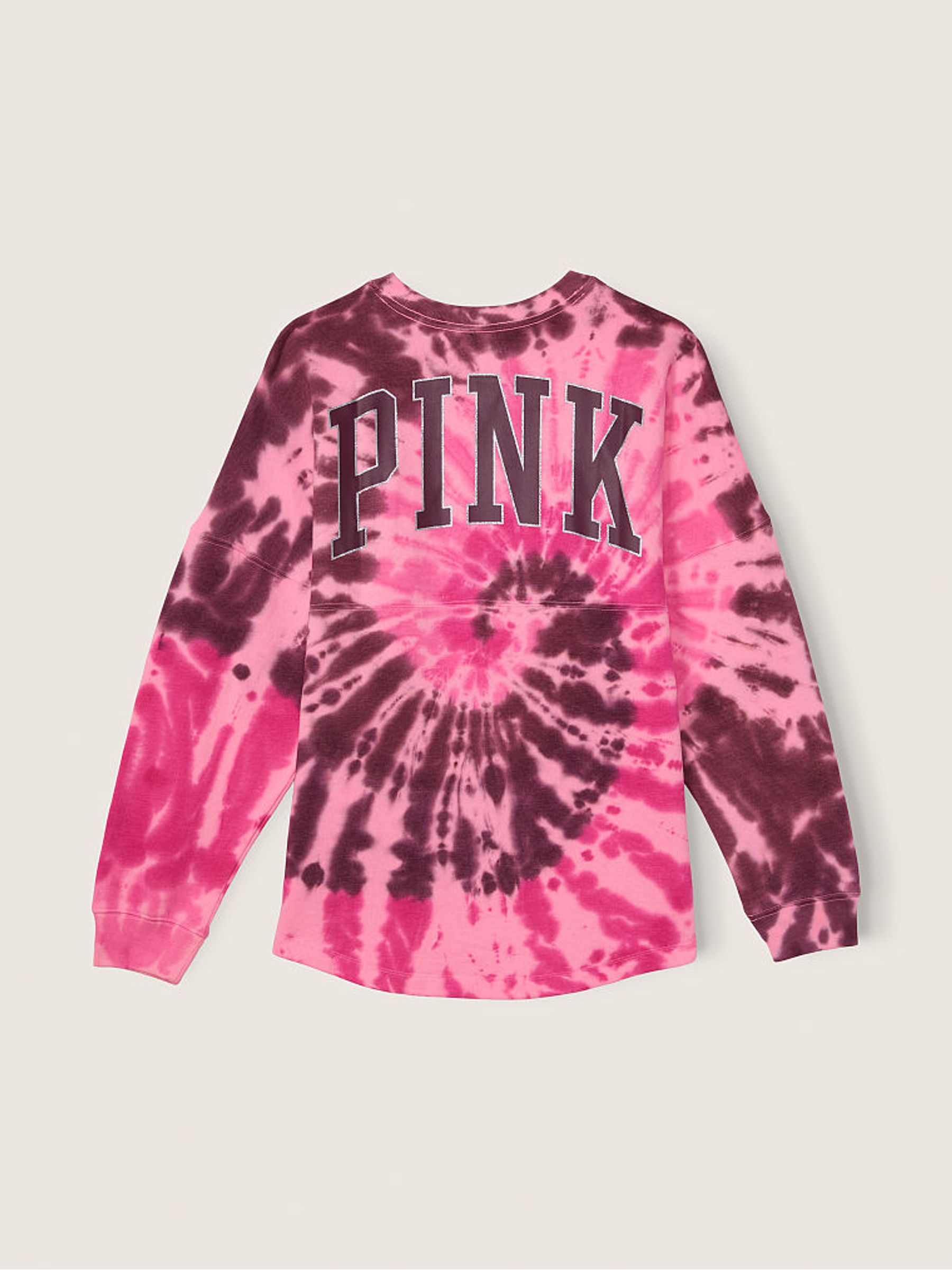 Pink Spiral Tie Dye Shine Fleece Long Sleeve Oversized Sweatshirt - Image 5 of 5