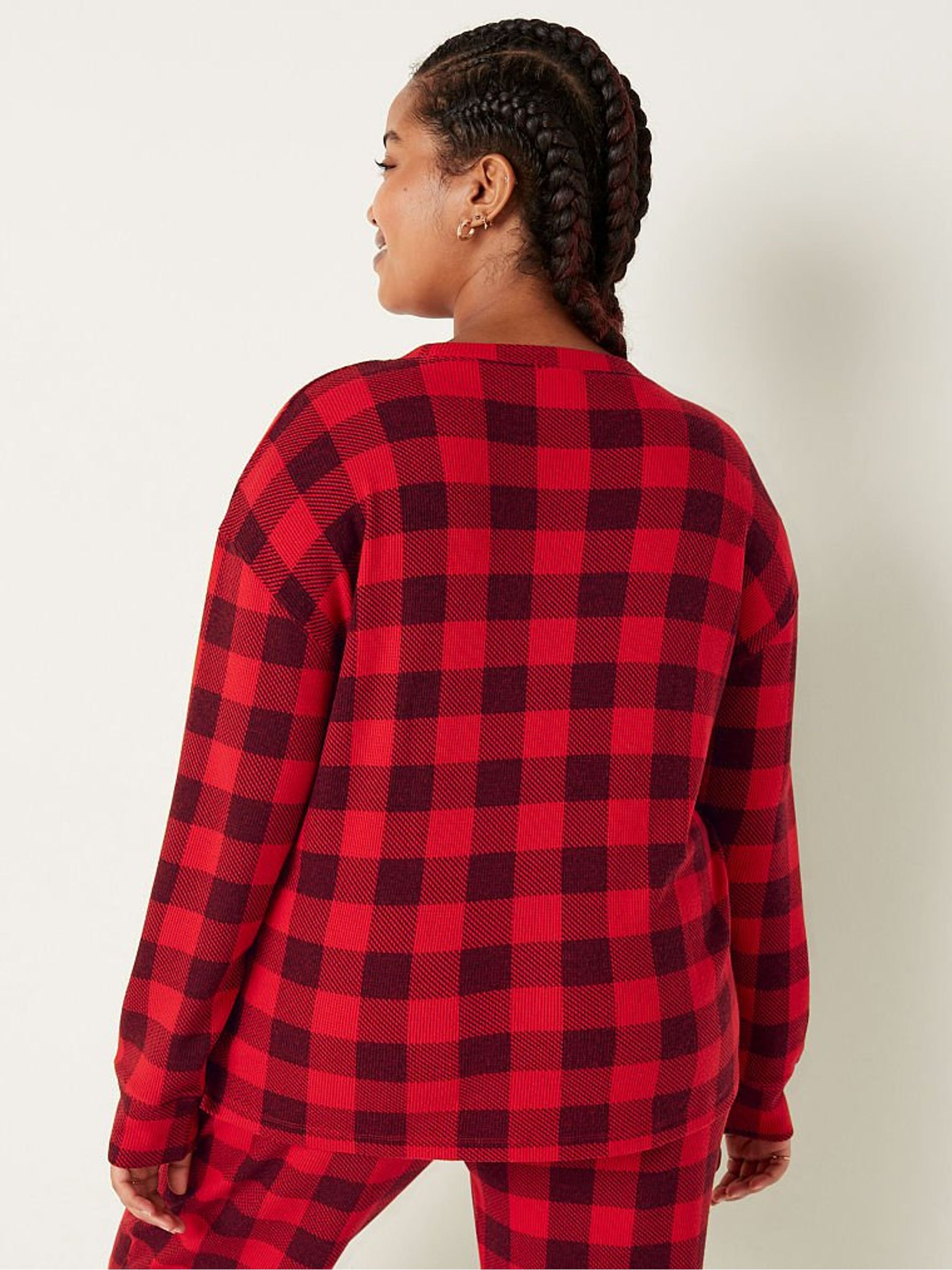 Red Plaid Long Sleeve Pyjama Top - Image 2 of 4 Red Plaid Long Sleeve Pyjama Top - Image 2 of 4